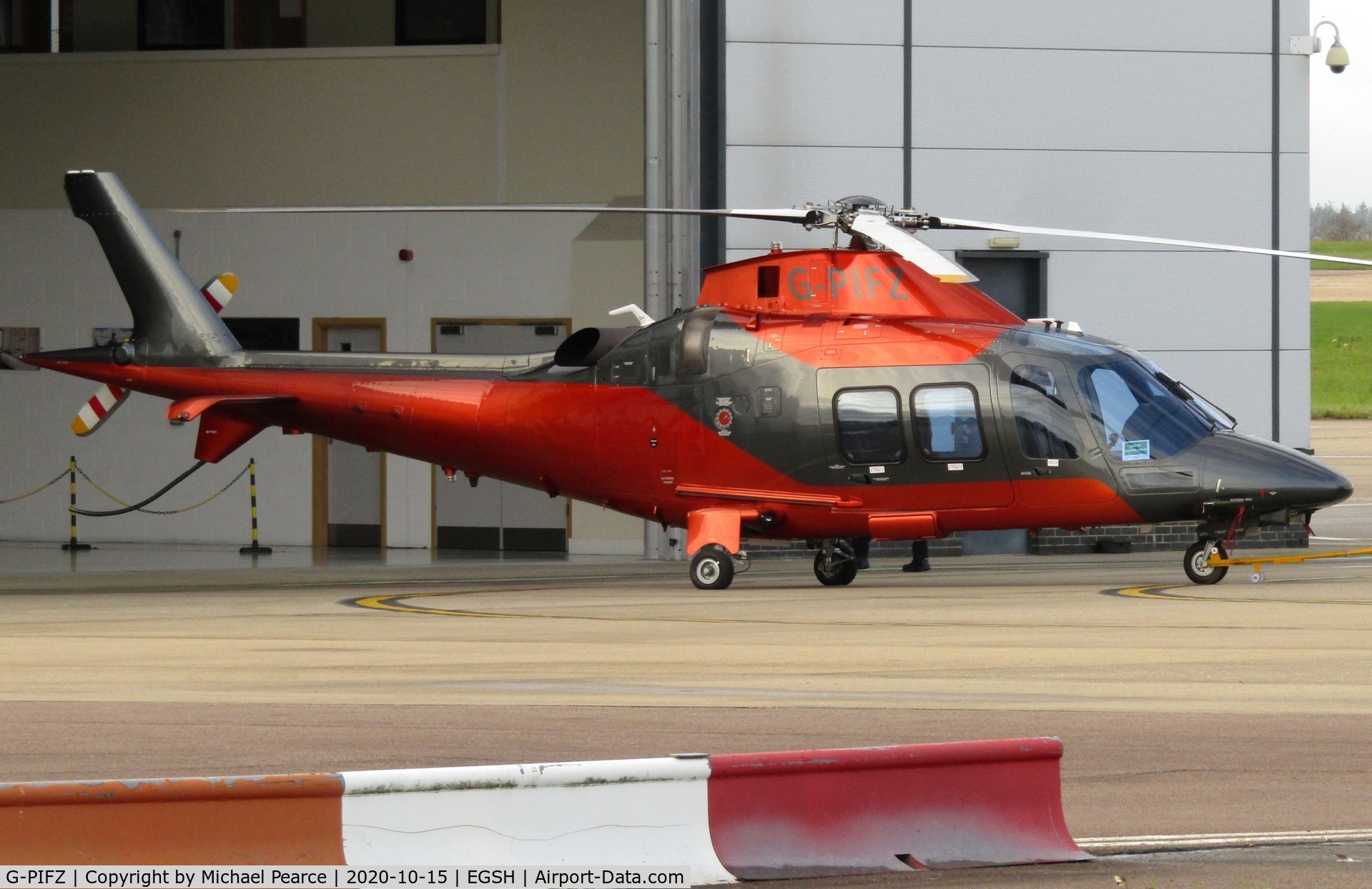G-PIFZ, 2016 Agusta AW-109SP Grand New C/N 22355, Being pushed into the company hangar after arrival from Beccles (EGSM).