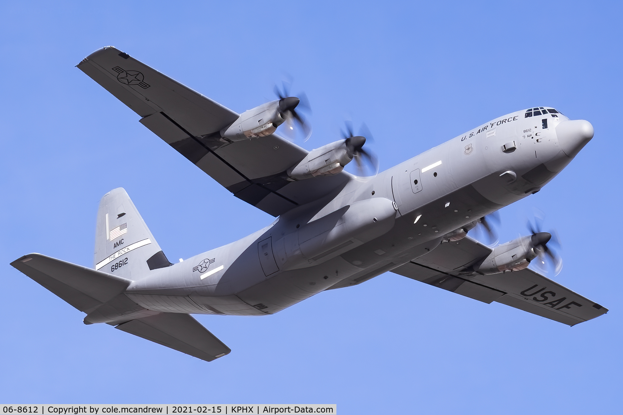06-8612, 2006 Lockheed Martin C-130J-30 Super Hercules C/N 382-5621, HIVE66 departing KPHX.