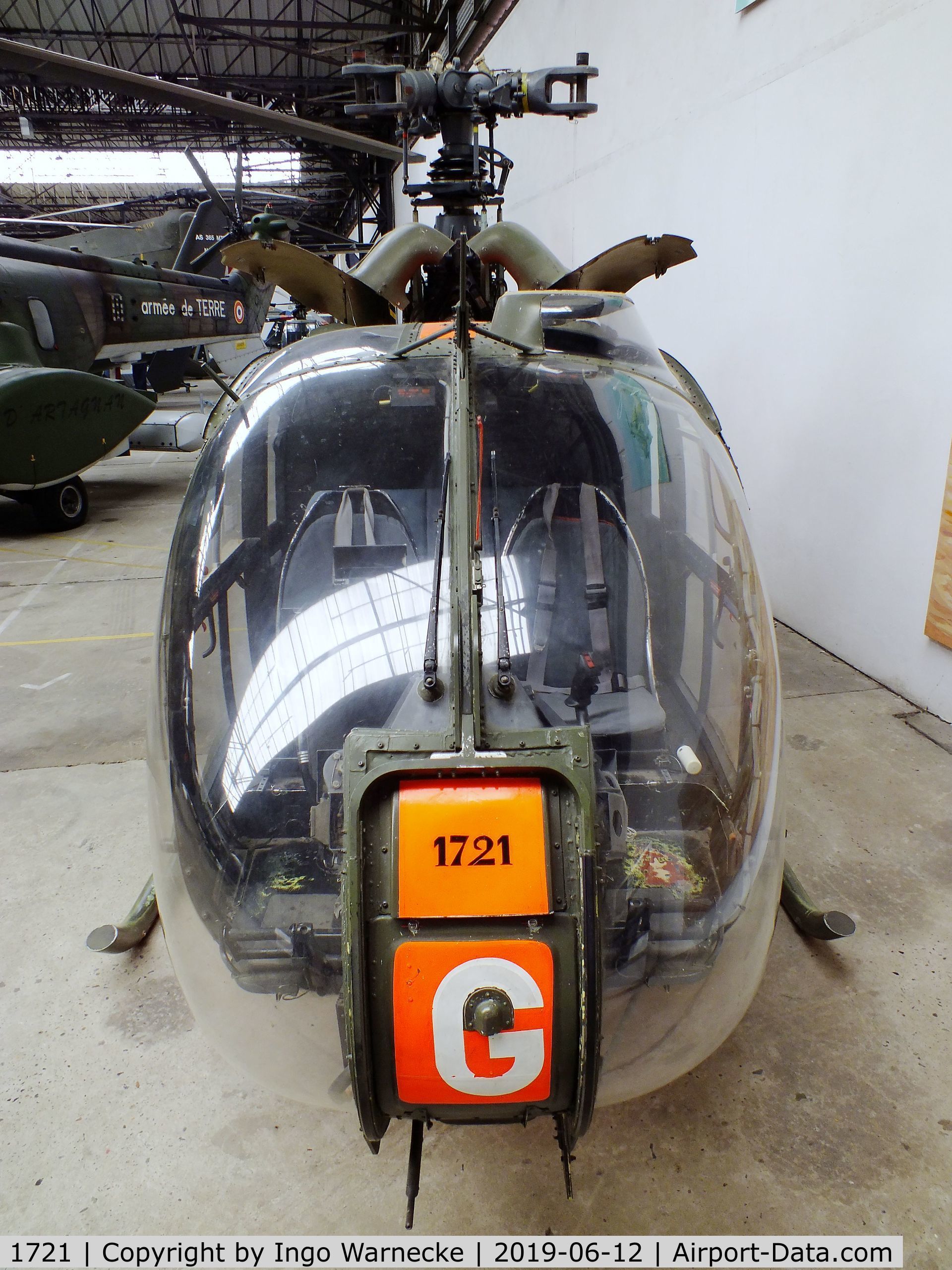 1721, Aérospatiale SA-341F Gazelle C/N 1721, Aerospatiale SA.341F Gazelle (minus rotor blades) at the Musee de l'ALAT et de l'Helicoptere, Dax