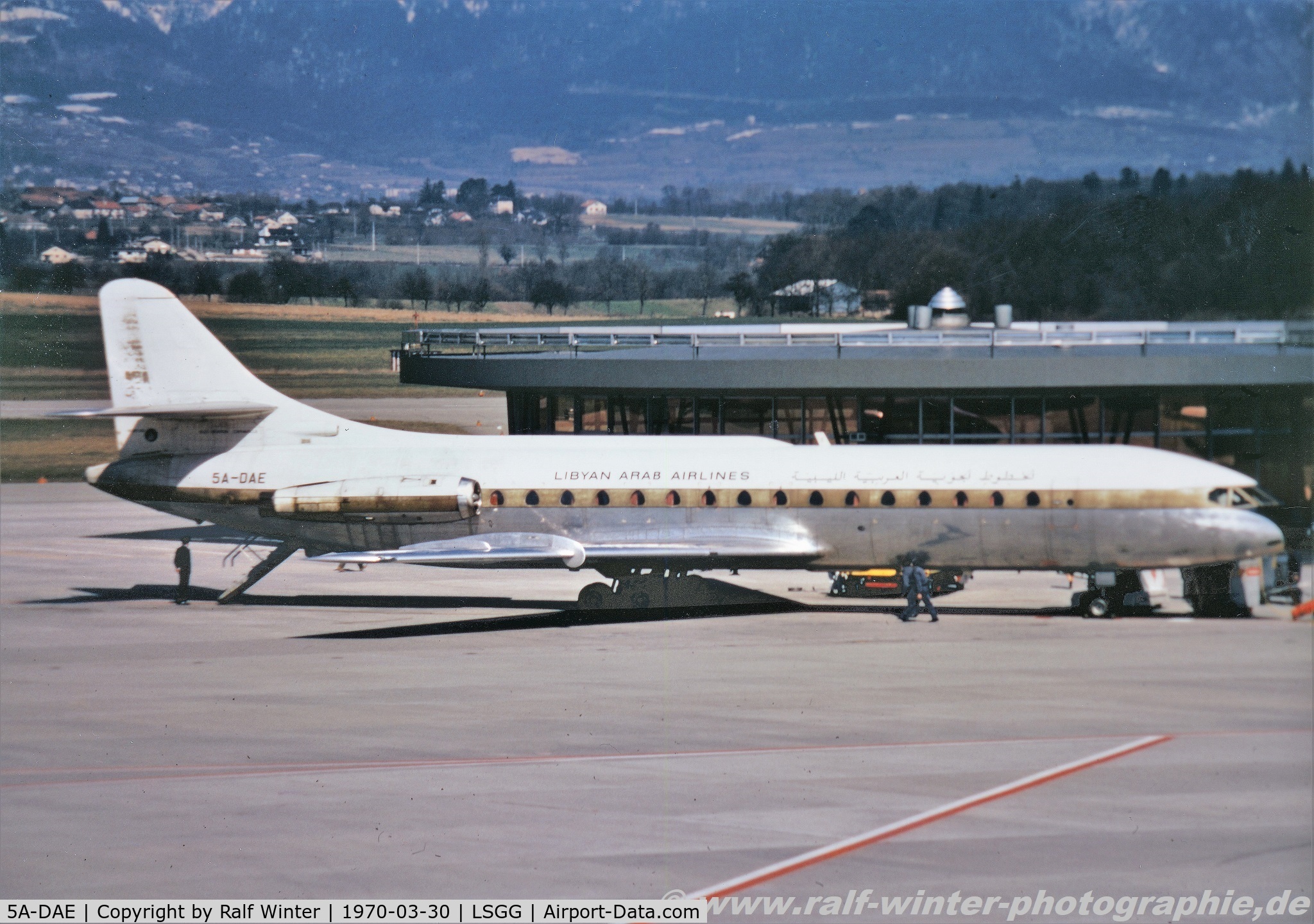 5A-DAE, 1967 Sud Aviation SE-210 Caravelle VI-R C/N 221, Sud Aviation SE-210 Caravelle VI-R - Lybian Arab Airlines - 221 - 5A-DAE - 30.03.1970 - LSGG