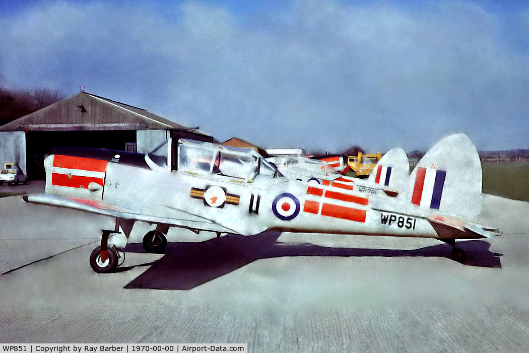 WP851, 1952 De Havilland DHC-1 Chipmunk T.10 C/N C1/0736, WP851  De Havilland DHC.1 Chipmunk T.10 [C1/0736] (Royal Air Force) Hamble~G @ 1970