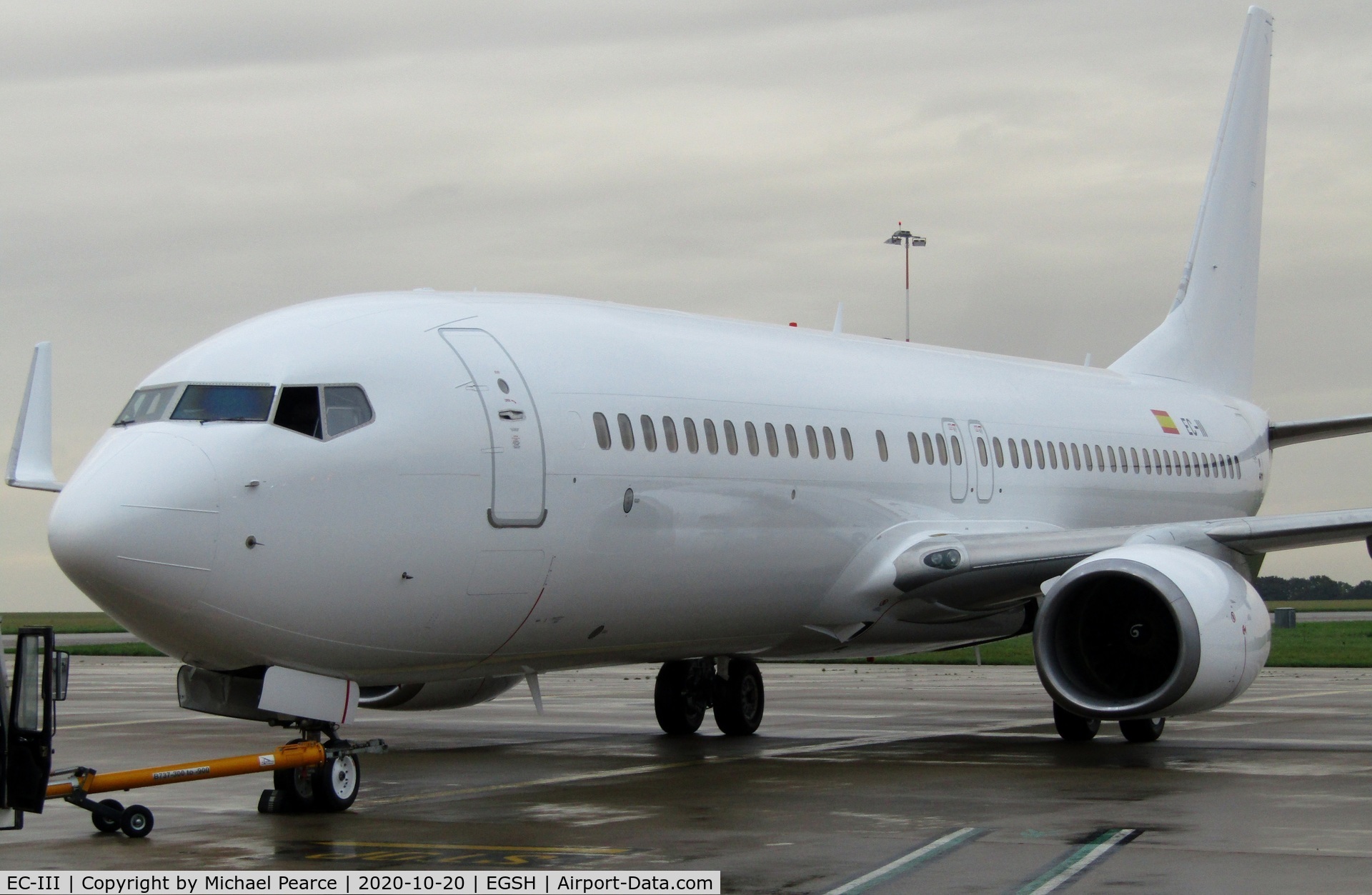 EC-III, 2002 Boeing 737-86Q C/N 30284, Ready for pushback from Stand 5, during maintenance.