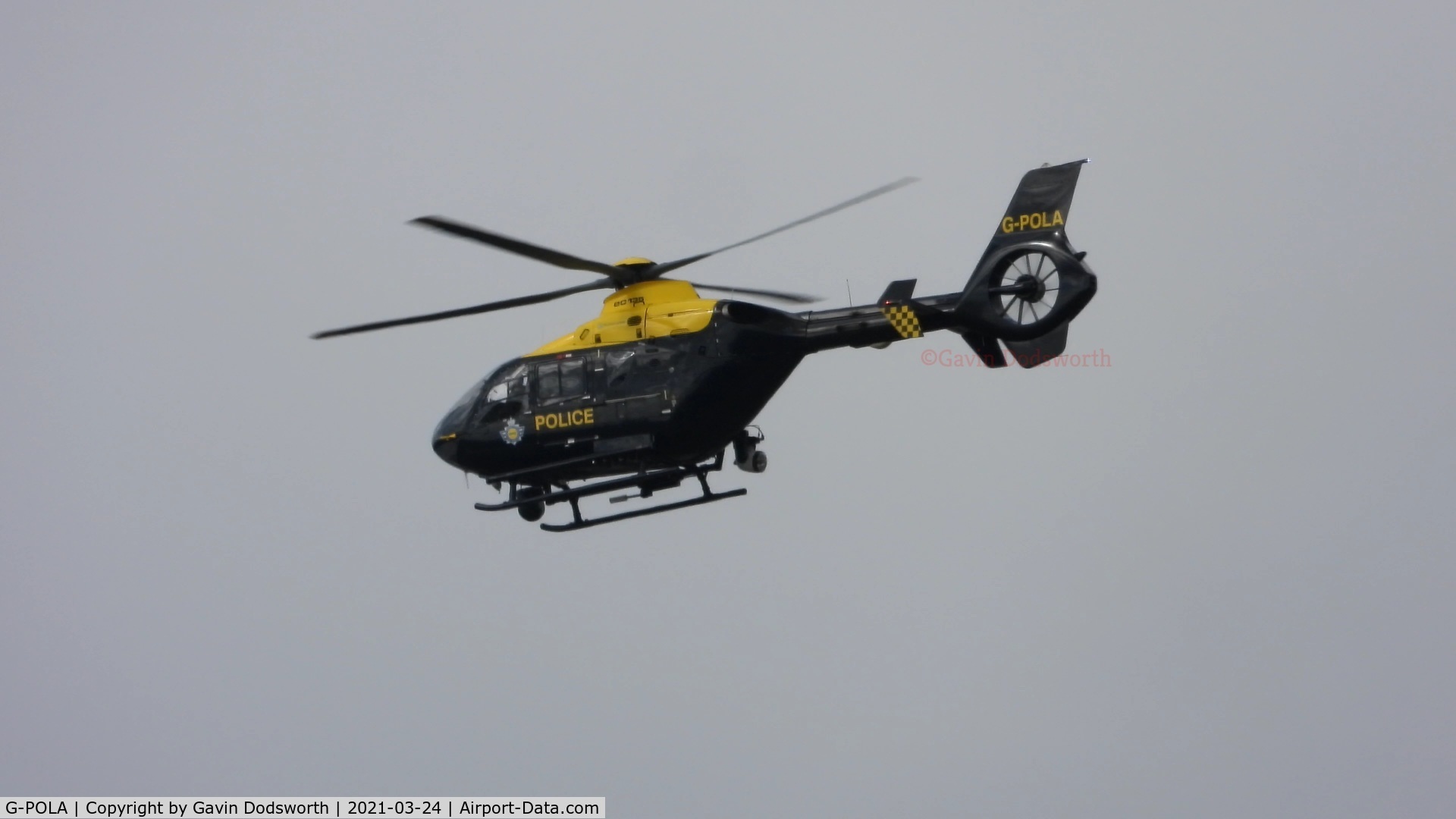 G-POLA, 2010 Eurocopter EC-135P-2+ C/N 877, Flying over Darlington on Wednesday 24th March 2021
