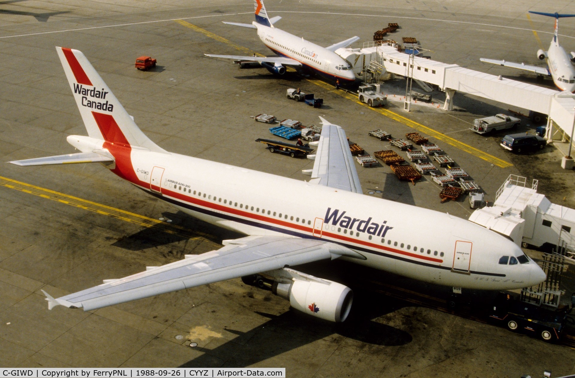 C-GIWD, 1988 Airbus A310-304 C/N 472, Wardair A310 at its gate