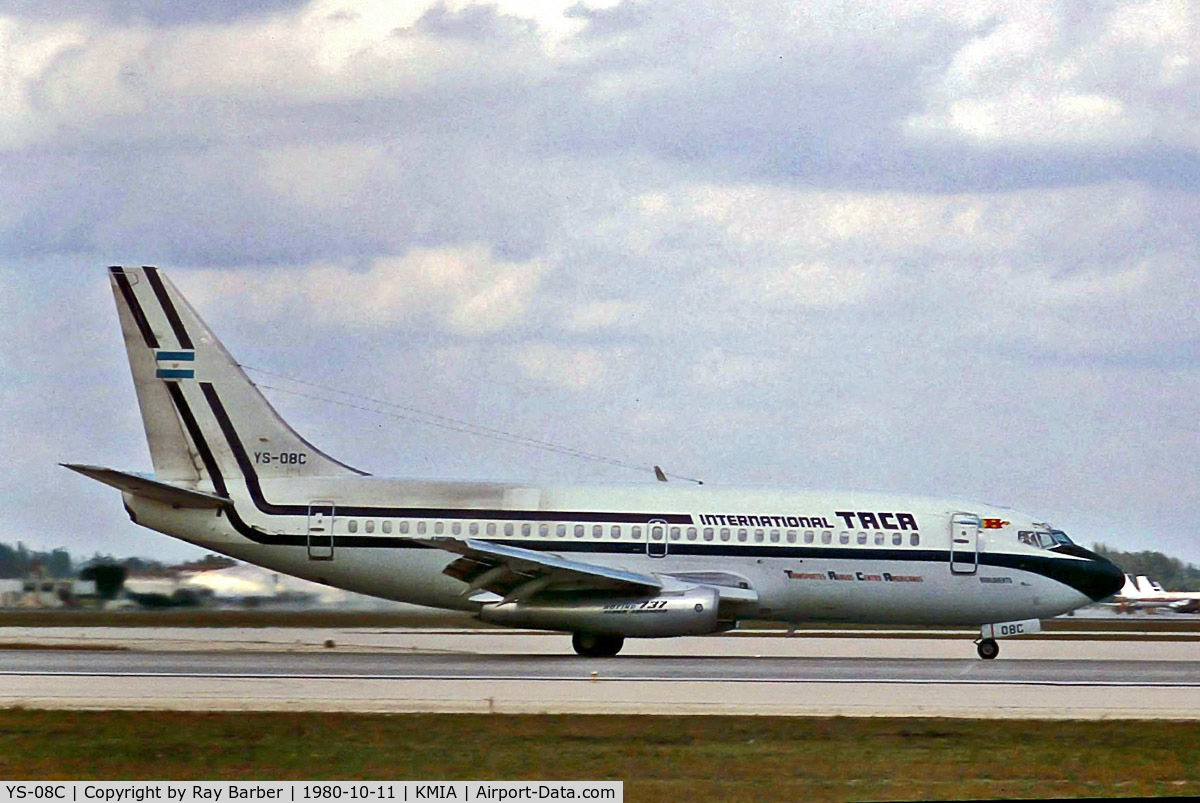 YS-08C, 1978 Boeing 737-2A1 C/N 21599, YS-08C   Boeing 737-2A1 [21599) (TACA International Airlines) Miami Int'l~N 11/10/1980