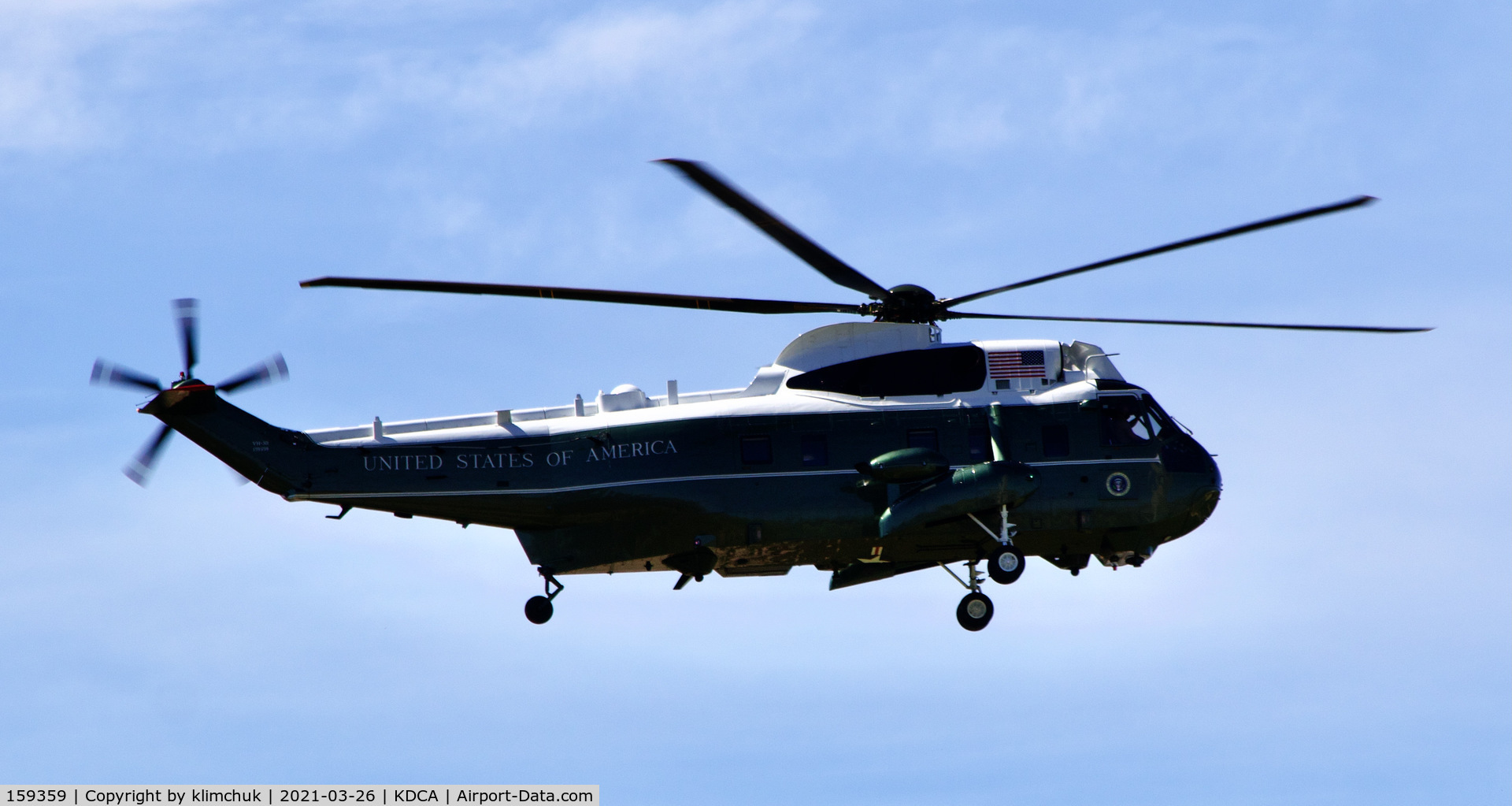 159359, Sikorsky VH-3D Sea King C/N 61733, Flying to White House