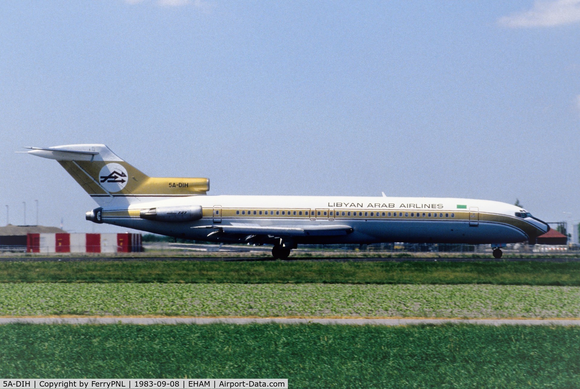 5A-DIH, 1978 Boeing 727-2L5 C/N 21539, Libyan Arab B727 arriving in AMS