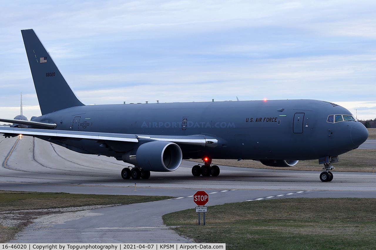 16-46020, 2016 Boeing KC-46A Pegasus (767-2LKC) C/N 34137, PACK81 flight lead heads to RW16