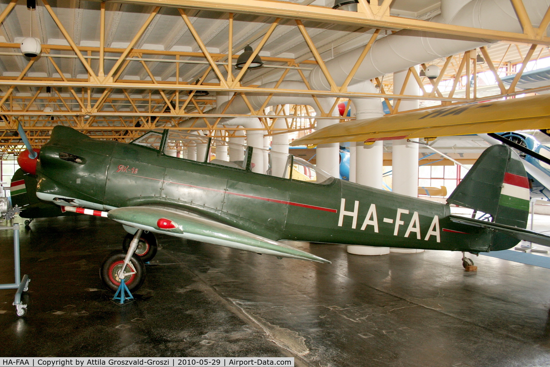 HA-FAA, 1950 Yakovlev Yak-18 C/N 4312, Budapest is a traffic museum, a Petöfi hall. Hungary