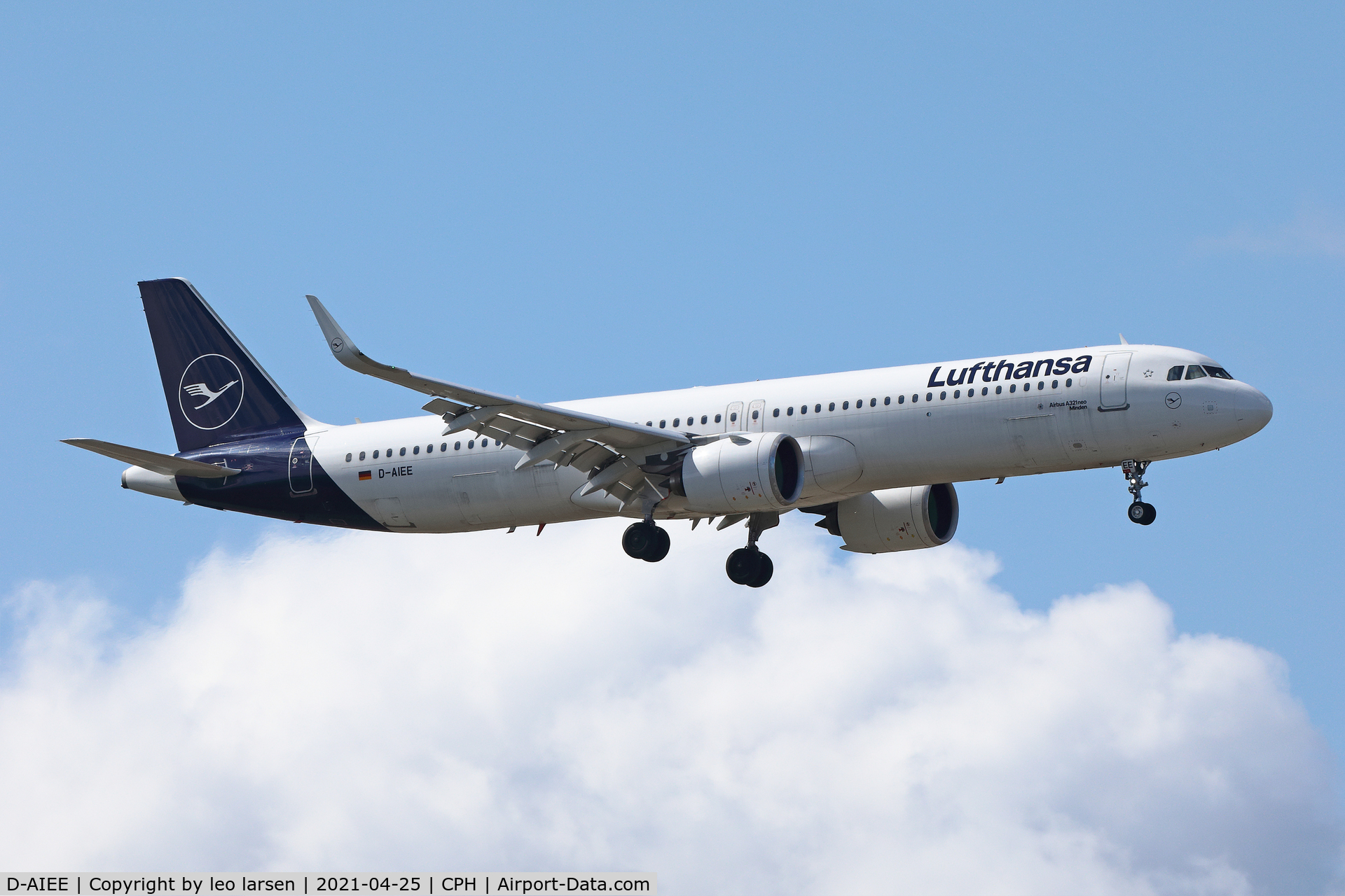 D-AIEE, 2019 Airbus A321-271NX C/N 9046, Copenhagen 25.4.2021 L/D R-04R