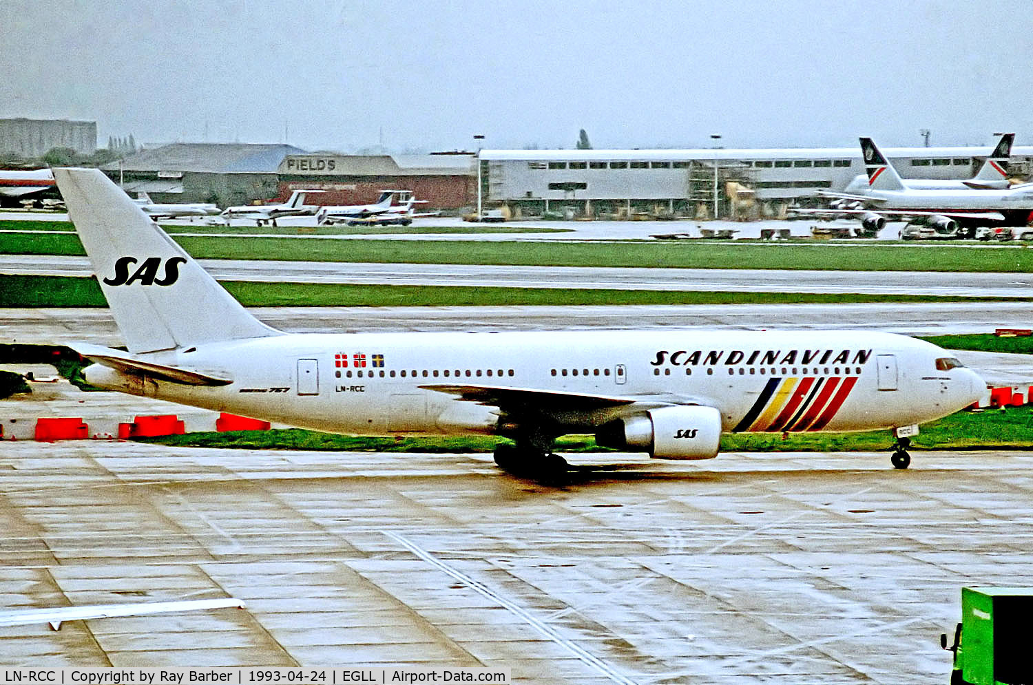LN-RCC, 1990 Boeing 767-283/ER C/N 24728, LN-RCC   Boeing 767-283ER [24728] (Scandinavian Airlines System) Heathrow~G 24/04/1993