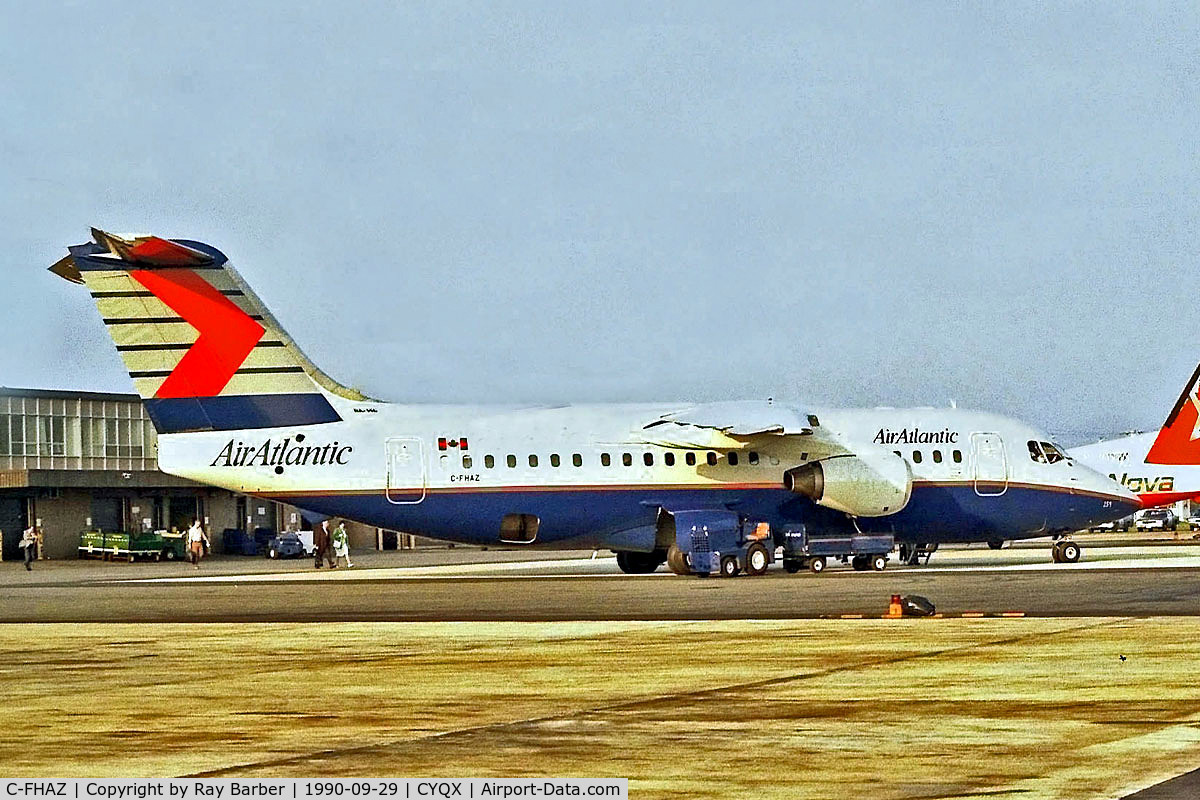 C-FHAZ, 1984 British Aerospace BAe.146-200 C/N E2016, C-FHAZ   BAe 146-200RJ [E2016] (Air Atlantic) Gander Int'l~C 29/09/1990