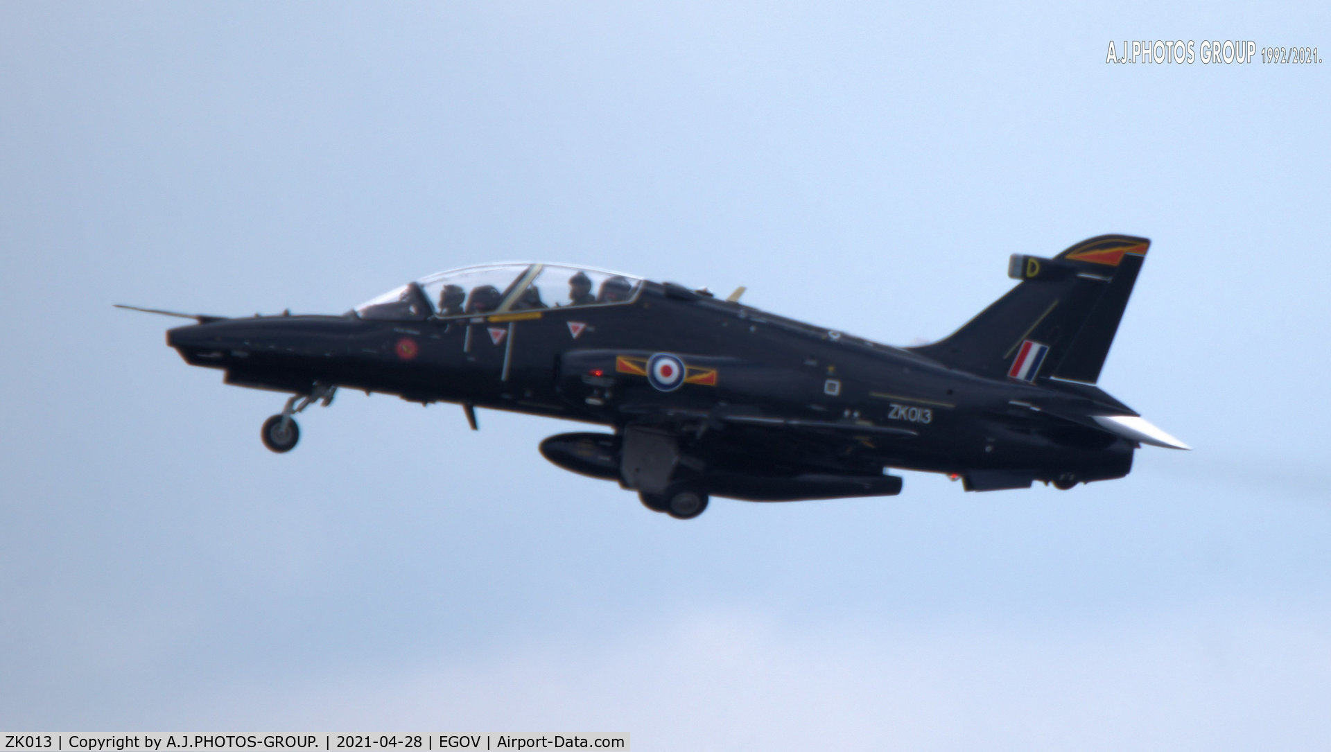 ZK013, 2008 British Aerospace Hawk T2 C/N RT004/1242, just taken off from EGOV