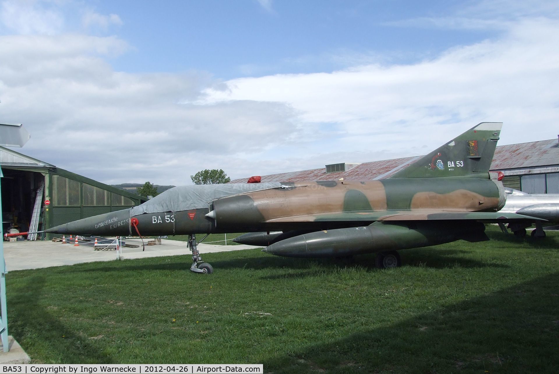 BA53, Dassault Mirage 5BA C/N 53, Dassault Mirage 5BA with special markings 'DYABAKIR EXPRESS' at the Musée Européen de l'Aviation de Chasse, Montelimar Ancone airfield