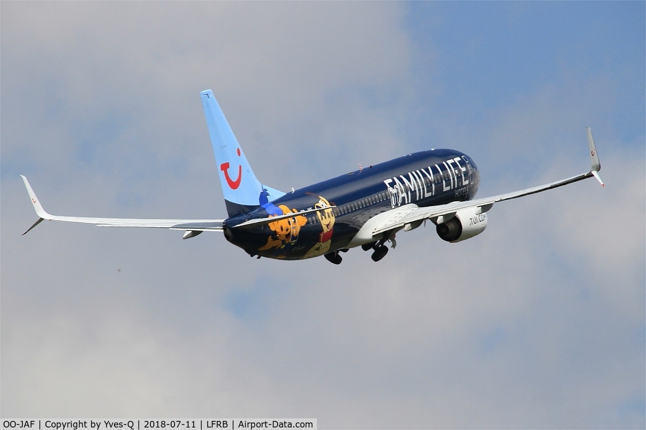 OO-JAF, 2007 Boeing 737-8K5 C/N 35133, Boeing 737-8K5, Take off rwy 07R, Brest-Bretagne airport (LFRB-BES)