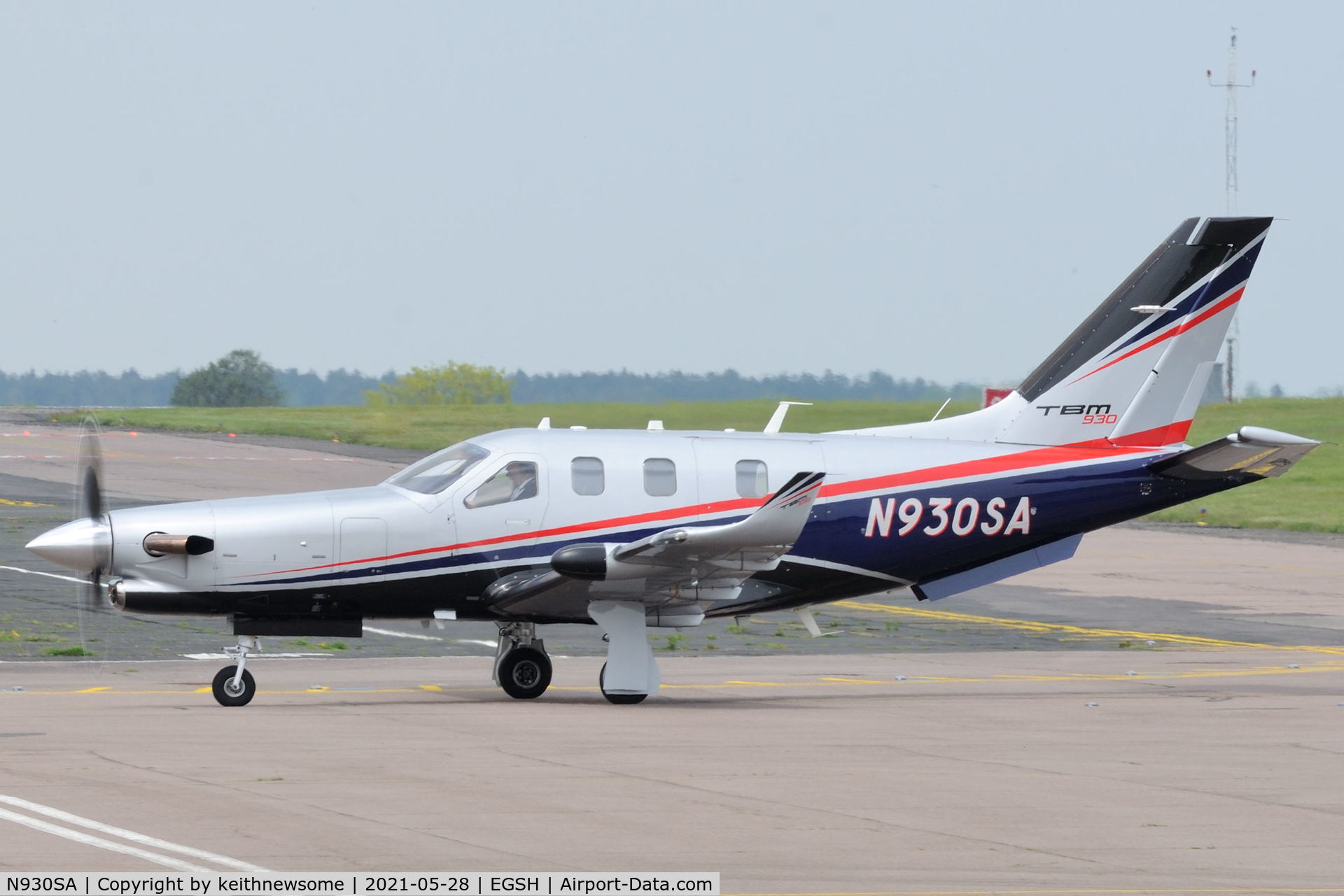 N930SA, 2018 Daher TBM-930 C/N 1241, Arriving at Norwich from Cheltenham.