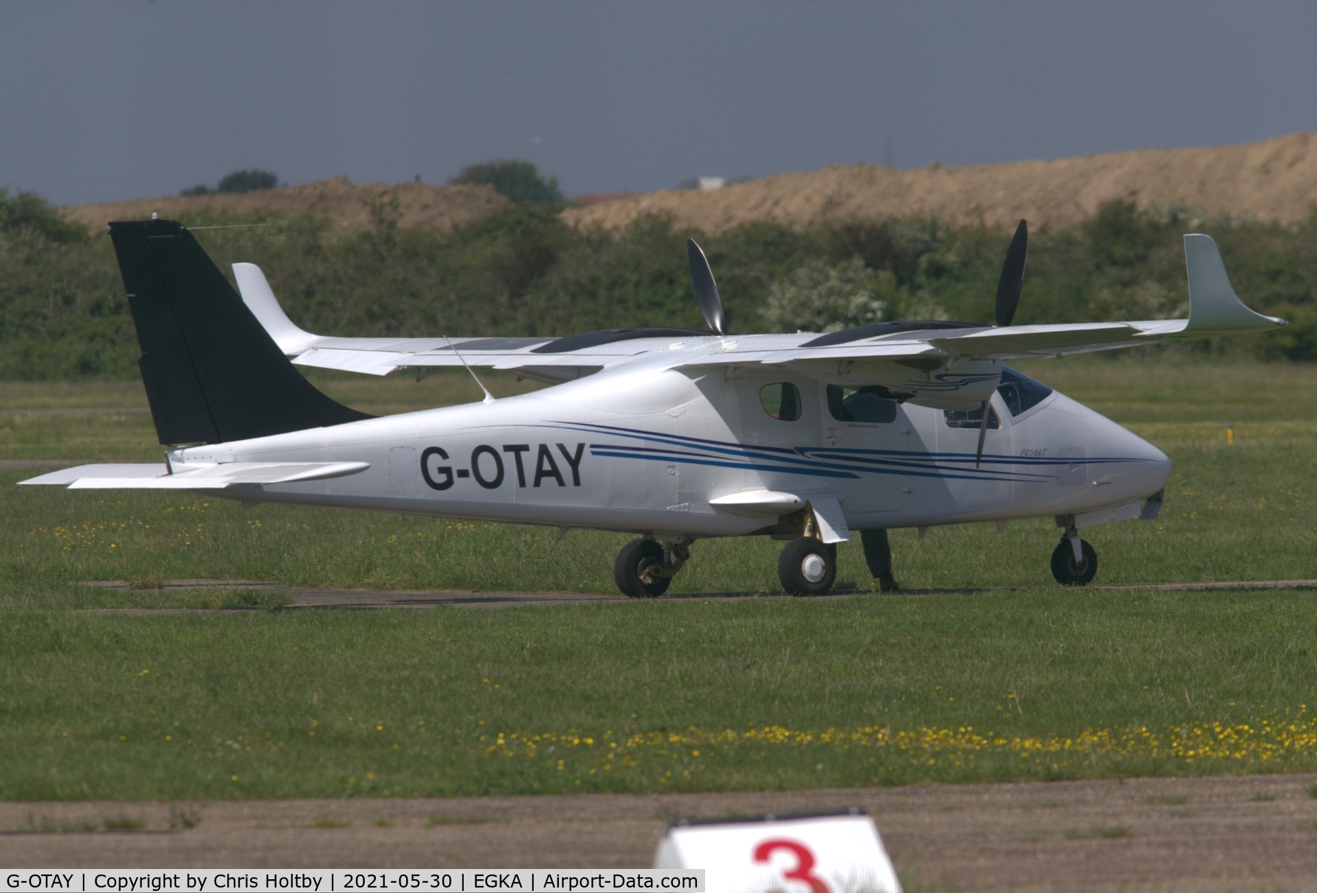 G-OTAY, 2010 Tecnam P-2006T C/N 049, Parked at Shoreham Airport and owned by Nyuki Aviation Ltd., Henfield, West Sussex