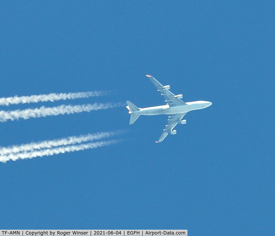 TF-AMN, 1998 Boeing 747-4F6 C/N 27602, B747 operated by Magma Aviation eastbound at 37000 feet over the airport.