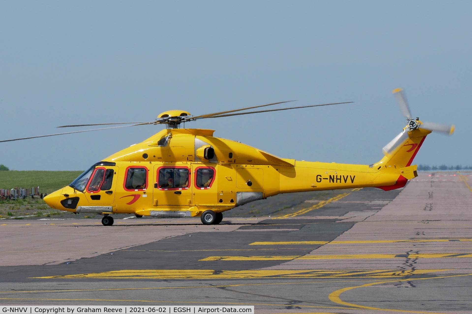 G-NHVV, 2014 Airbus Helicopters EC-175B C/N 5002, Just landed at Norwich.