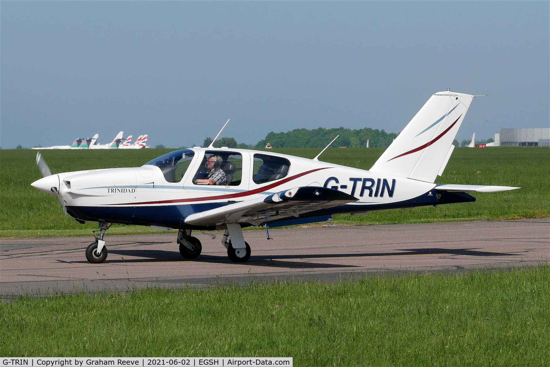 G-TRIN, 1990 Socata TB-20 Trinidad C/N 1131, Just landed at Norwich.