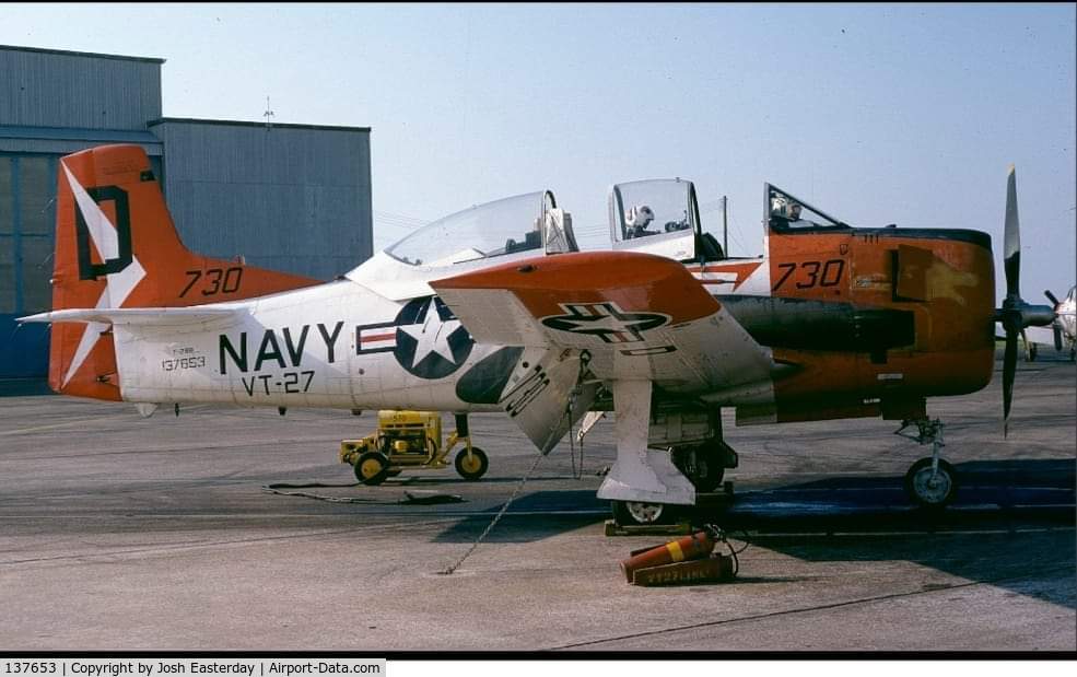137653, North American T-28B Trojan C/N 200-16, T28B buno 137653  assigned to VT-27 NAS Chorpus Christi. This Aircraft was struck from inventory 31Mar1979