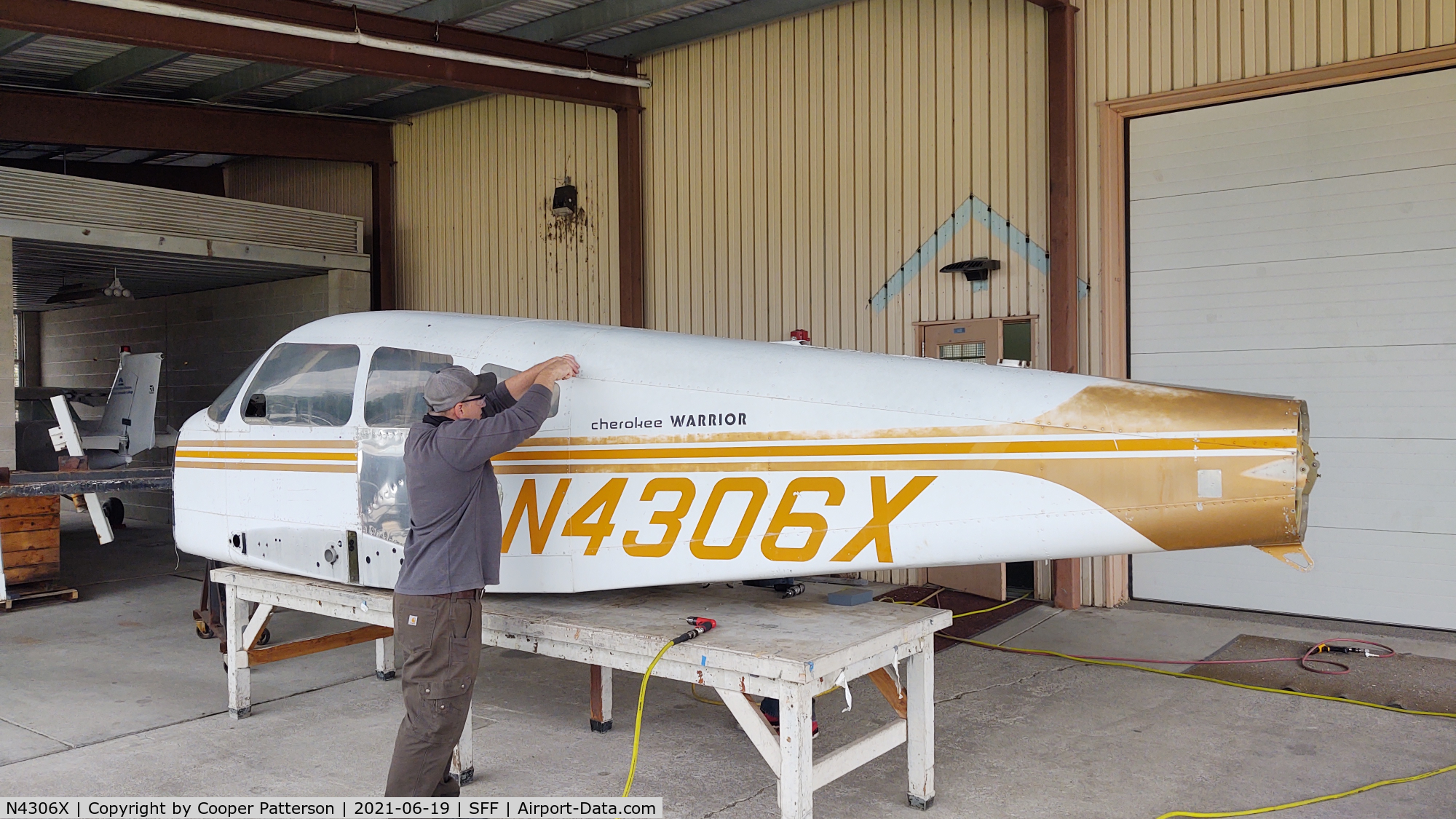 N4306X, 1975 Piper PA-28-151 C/N 28-7515442, The airframe is currently at Spokane Community College's Aviation Maintenance building, being disassembled and utilized as a structural repair trainer.