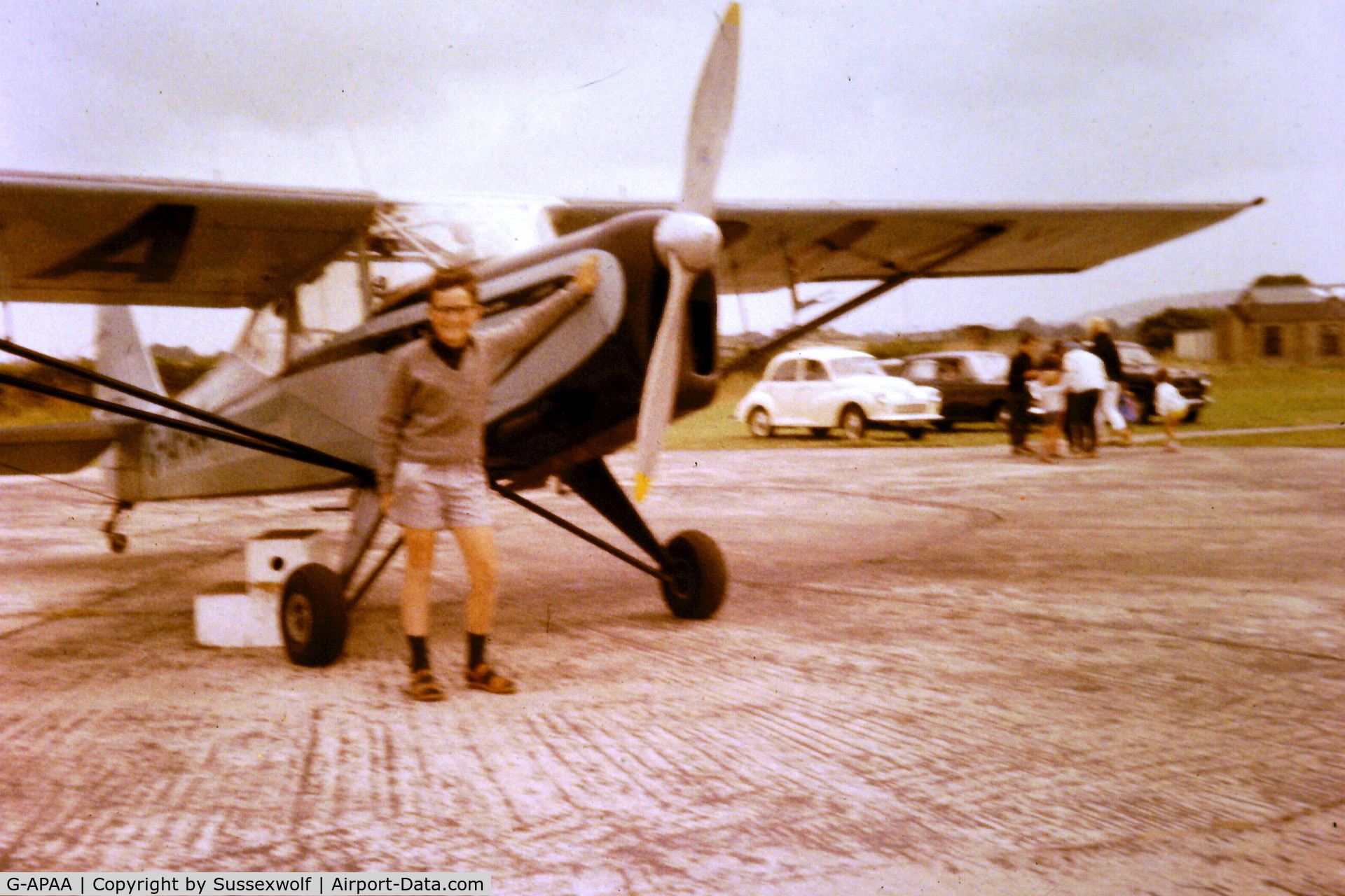 G-APAA, 1956 Auster J-5R Alpine C/N 3303, Myself with G-APAA after a pleasure flight from Weston-Super -Mare in the late 60's