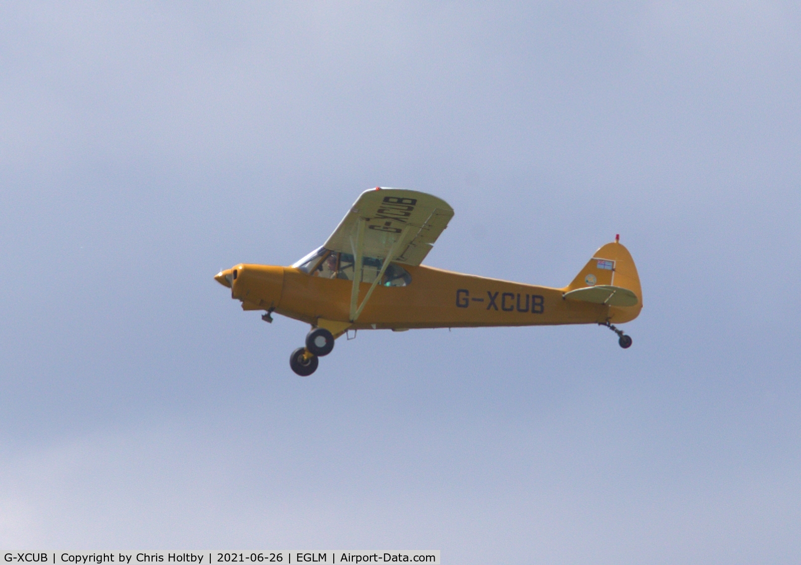 G-XCUB, 1981 Piper PA-18-150 Super Cub C/N 18-8109036, Just taken off from White Waltham, Berkshire where it is based