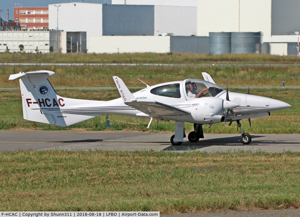 F-HCAC, Diamond DA-42 Twin Star C/N 42.261, Taxiing to the General Aviation area...