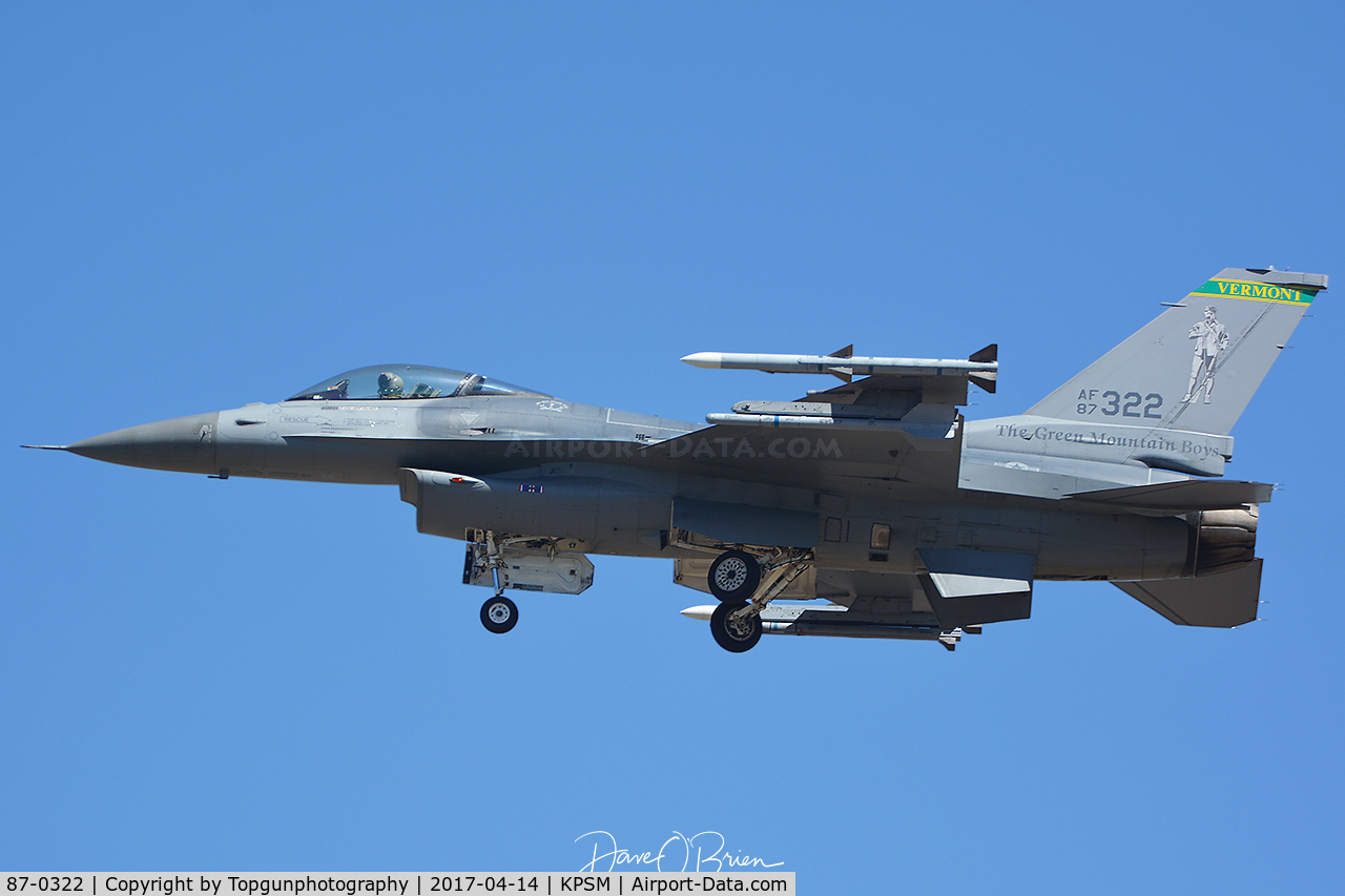 87-0322, 1987 General Dynamics F-16C Fighting Falcon C/N 5C-583, MAPLE21 making at pass over RW34