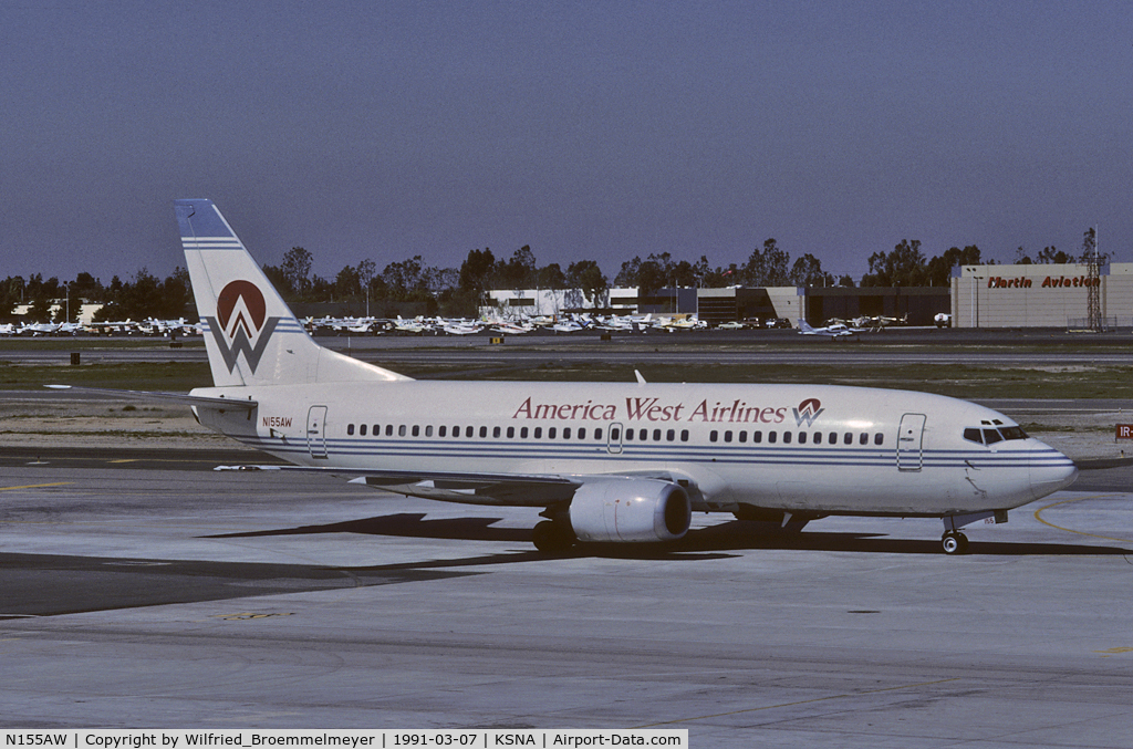 N155AW, 1987 Boeing 737-3G7 C/N 23777, SCAN of Kodak 64 Slide.

America West Airlines