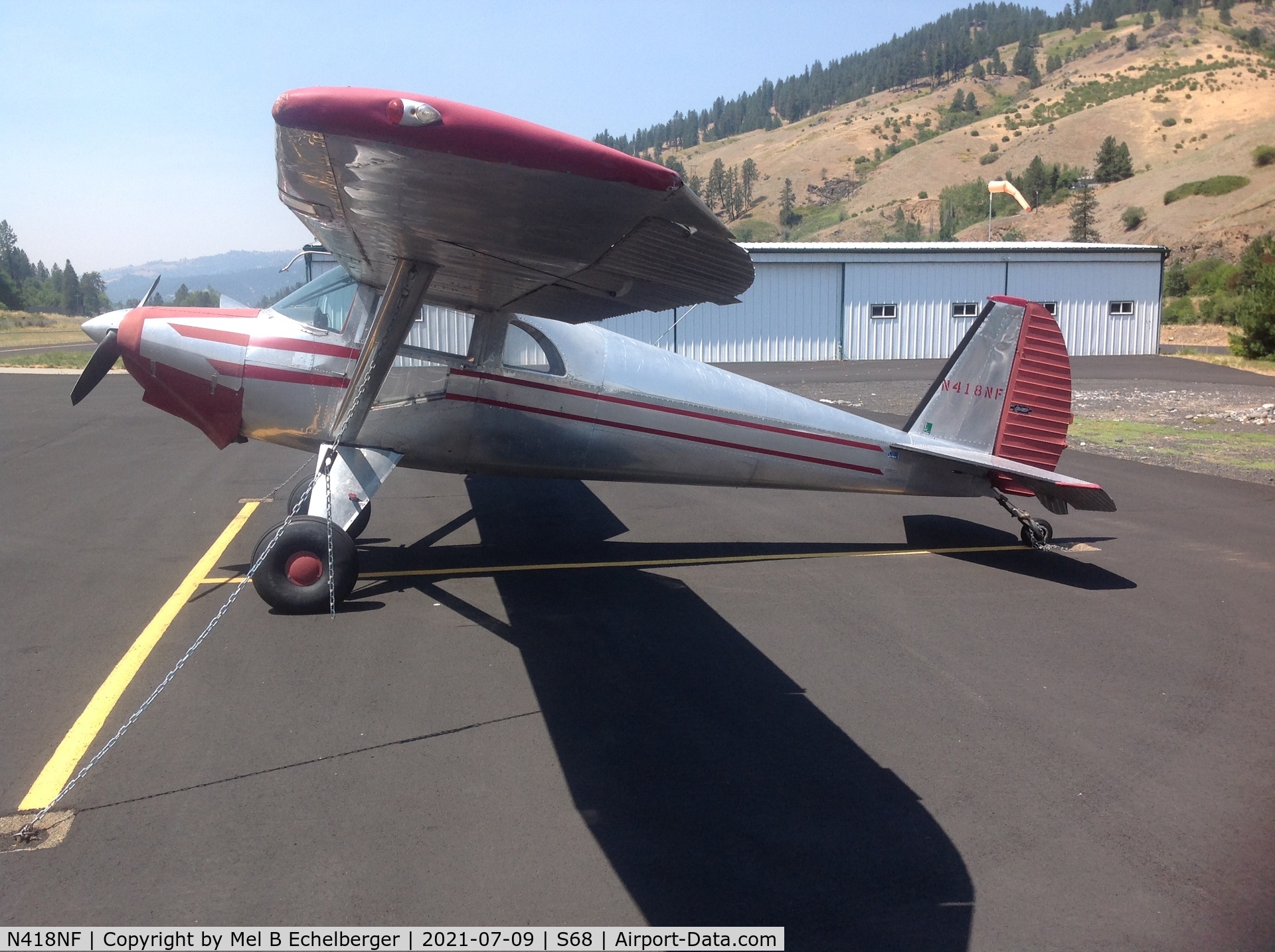 N418NF, Luscombe 8E Silvaire C/N 5117, Parked at Orofino Idaho