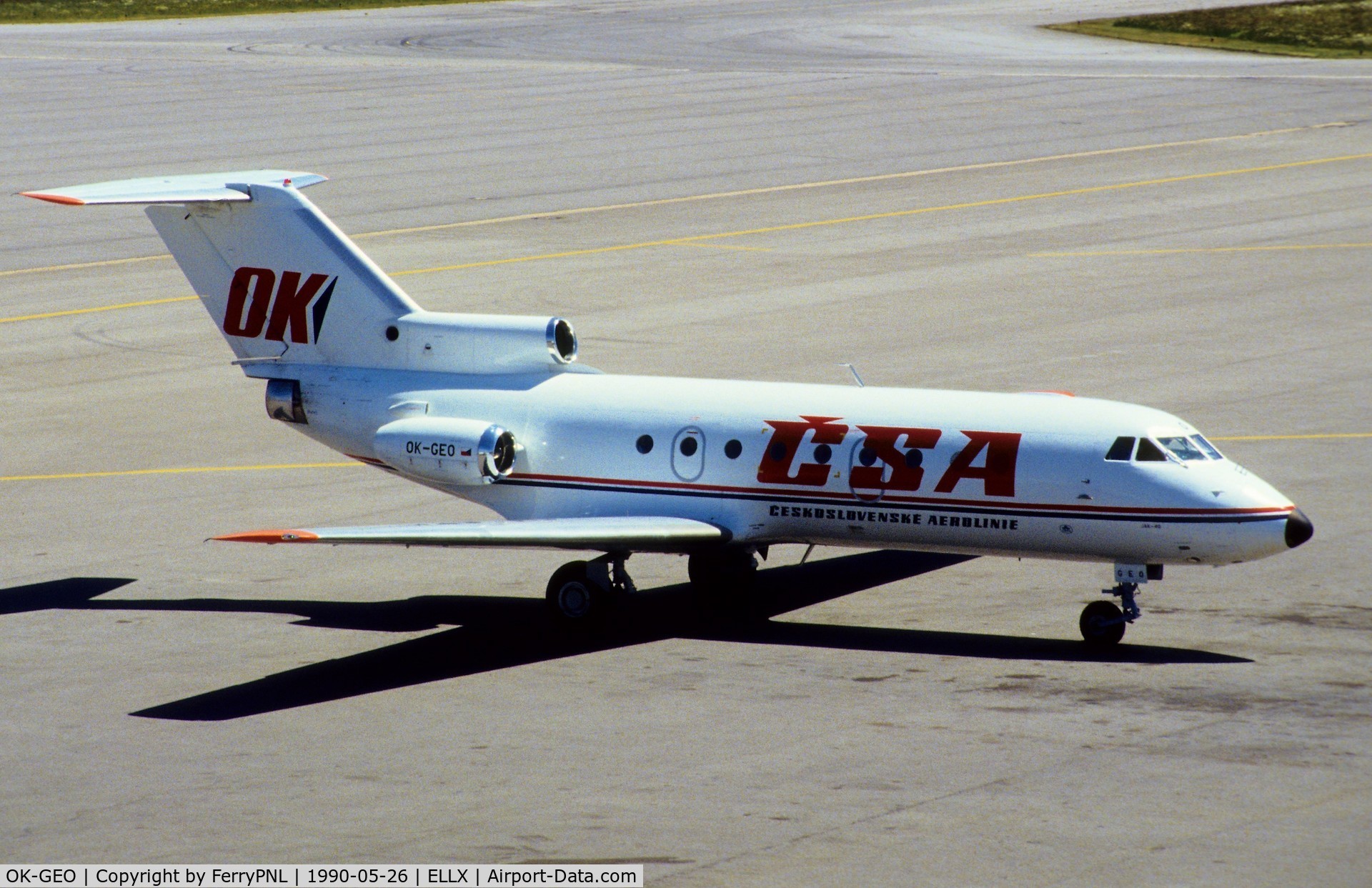 OK-GEO, 1975 Cessna 402B C/N 402-0921, CSA Yak40 arriving in LUX