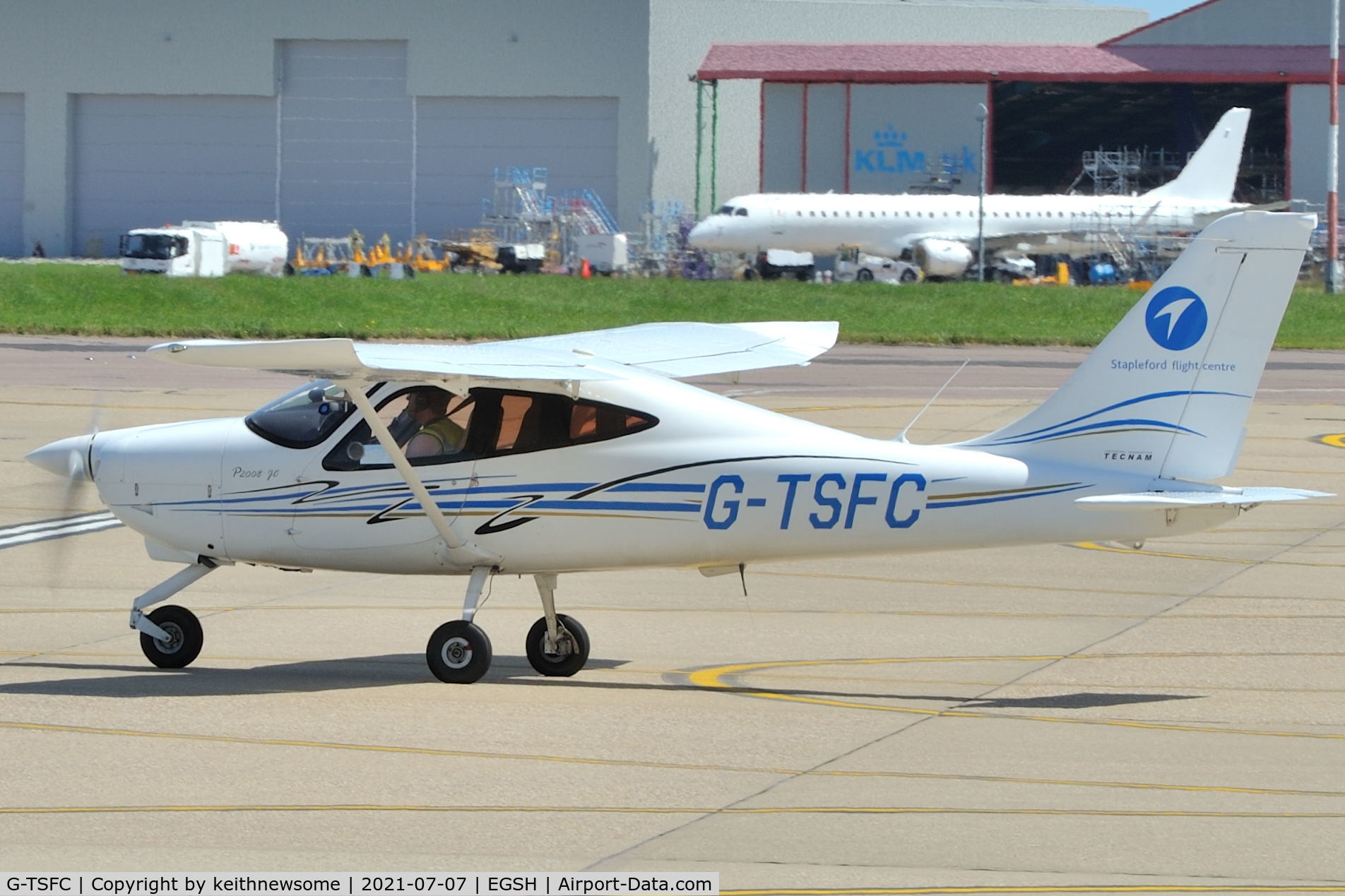 G-TSFC, 2015 Tecnam P-2008JC C/N 1047, Leaving Norwich.