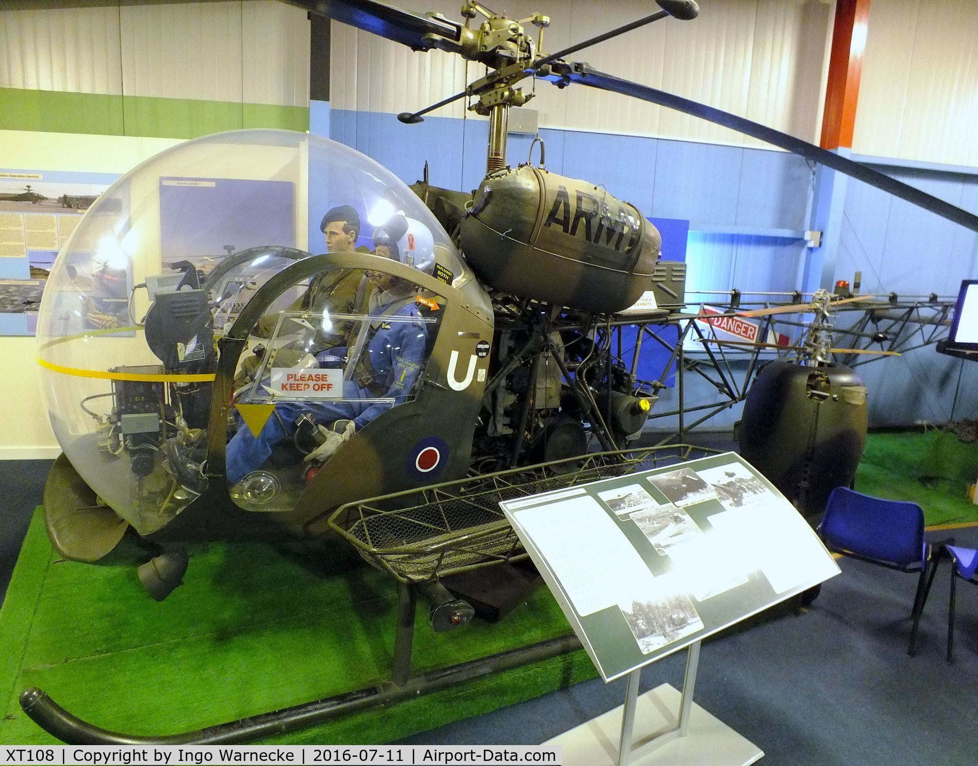 XT108, 1965 Westland Sioux AH.1 C/N 1571, Agusta-Bell (Westland) Sioux AH1 (47G-3B1) at the Museum of Army Flying, Middle Wallop