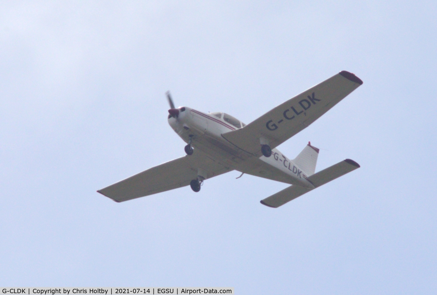 G-CLDK, 1985 Piper PA-28-161 Cherokee Warrior II C/N 28-8516068, Over Duxford Airfield