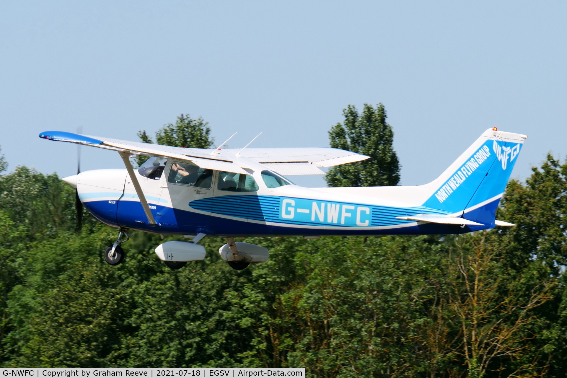 G-NWFC, 1985 Cessna 172P C/N 172-76305, Departing from Old Buckenham.