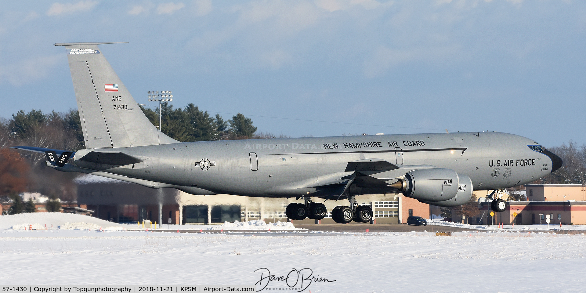 57-1430, 1957 Boeing KC-135R Stratotanker C/N 17501, PACK41 about to touch down after declaring an IFE over a gear issue.