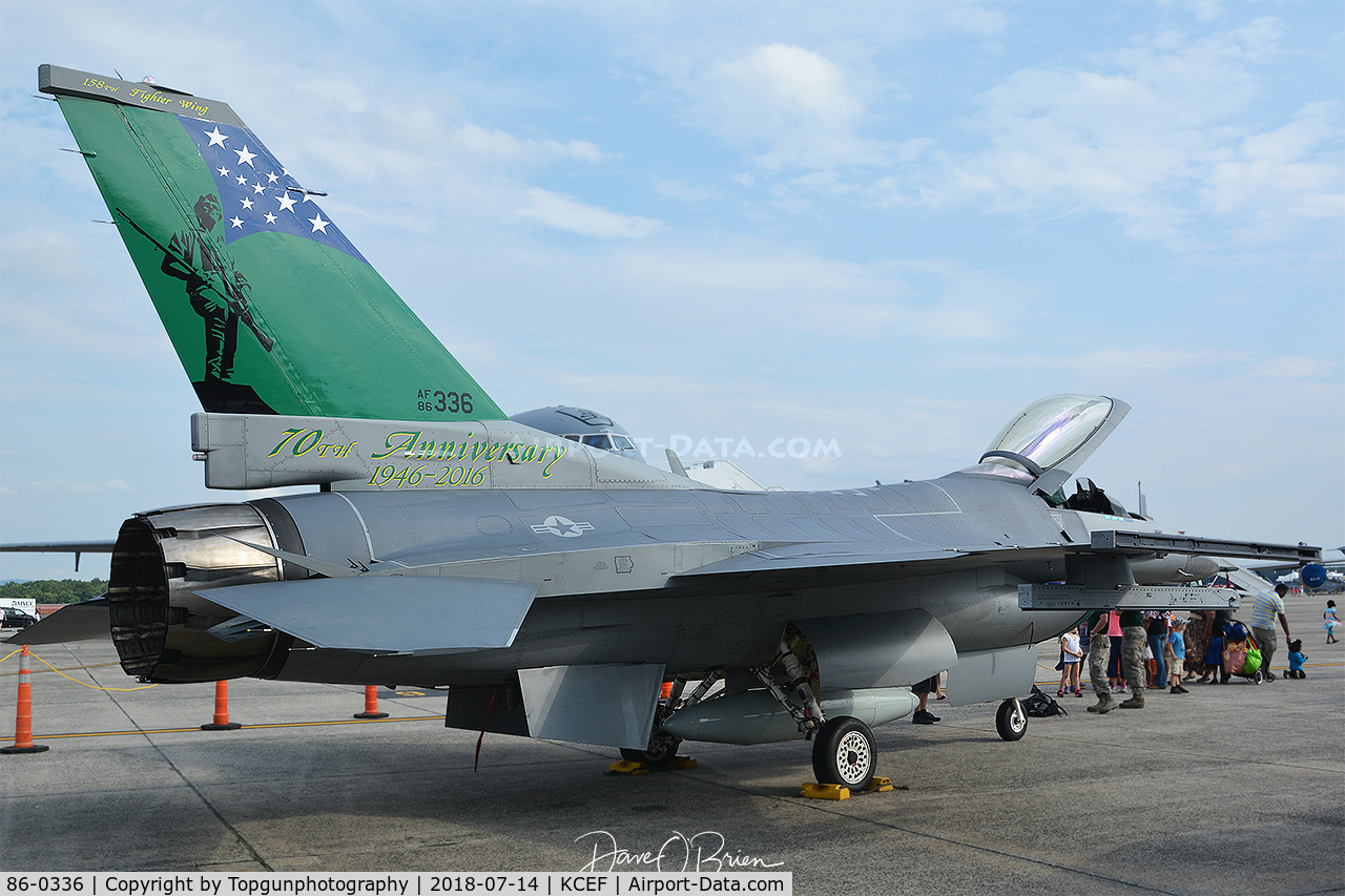 86-0336, 1986 General Dynamics F-16C Fighting Falcon C/N 5C-442, 158TH FW Wing Jet.
Aircraft is now with the TX ANG