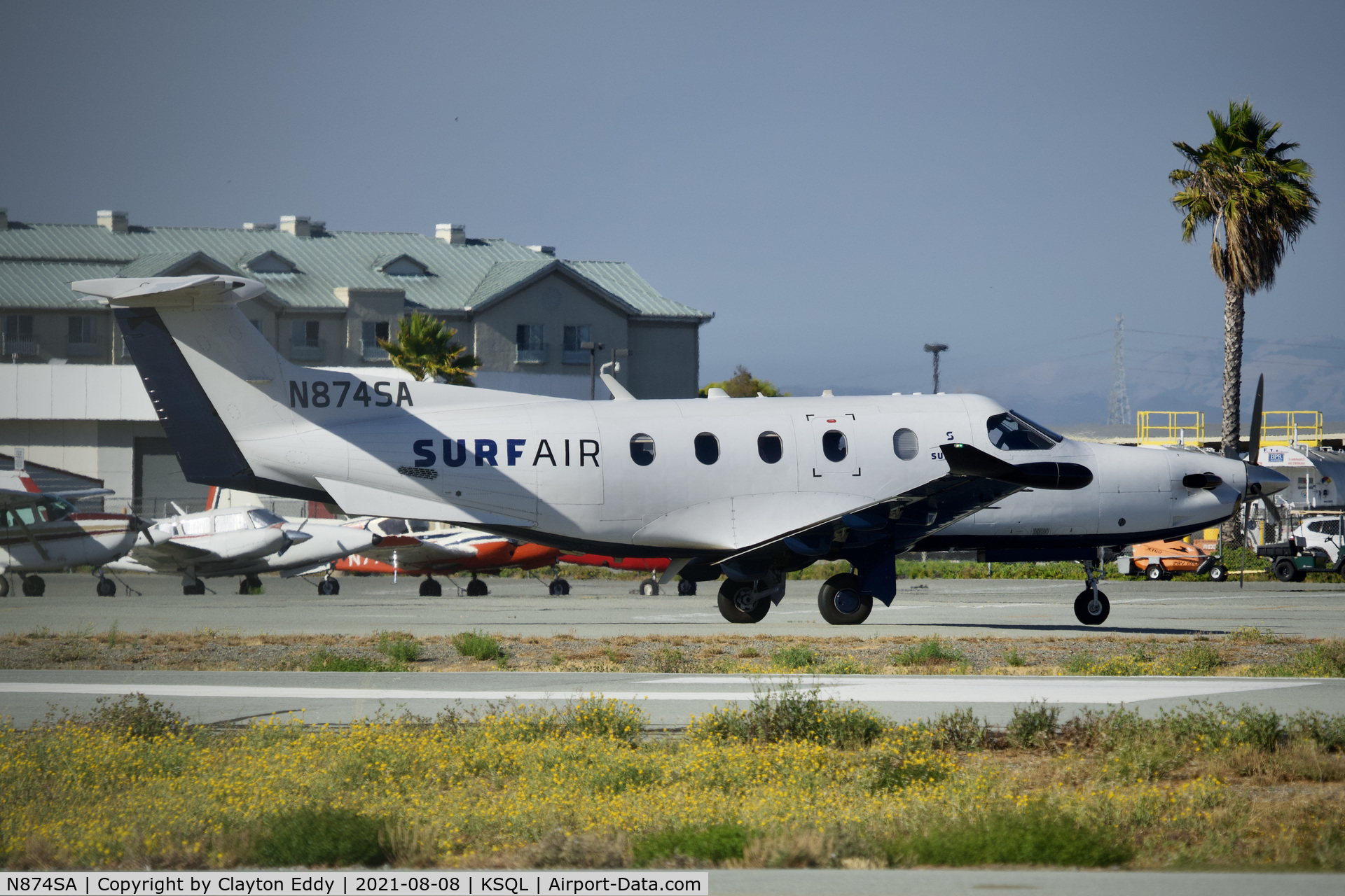 N874SA, 2015 Pilatus PC-12/47E C/N 1574, San Carlos Airport California 2021.