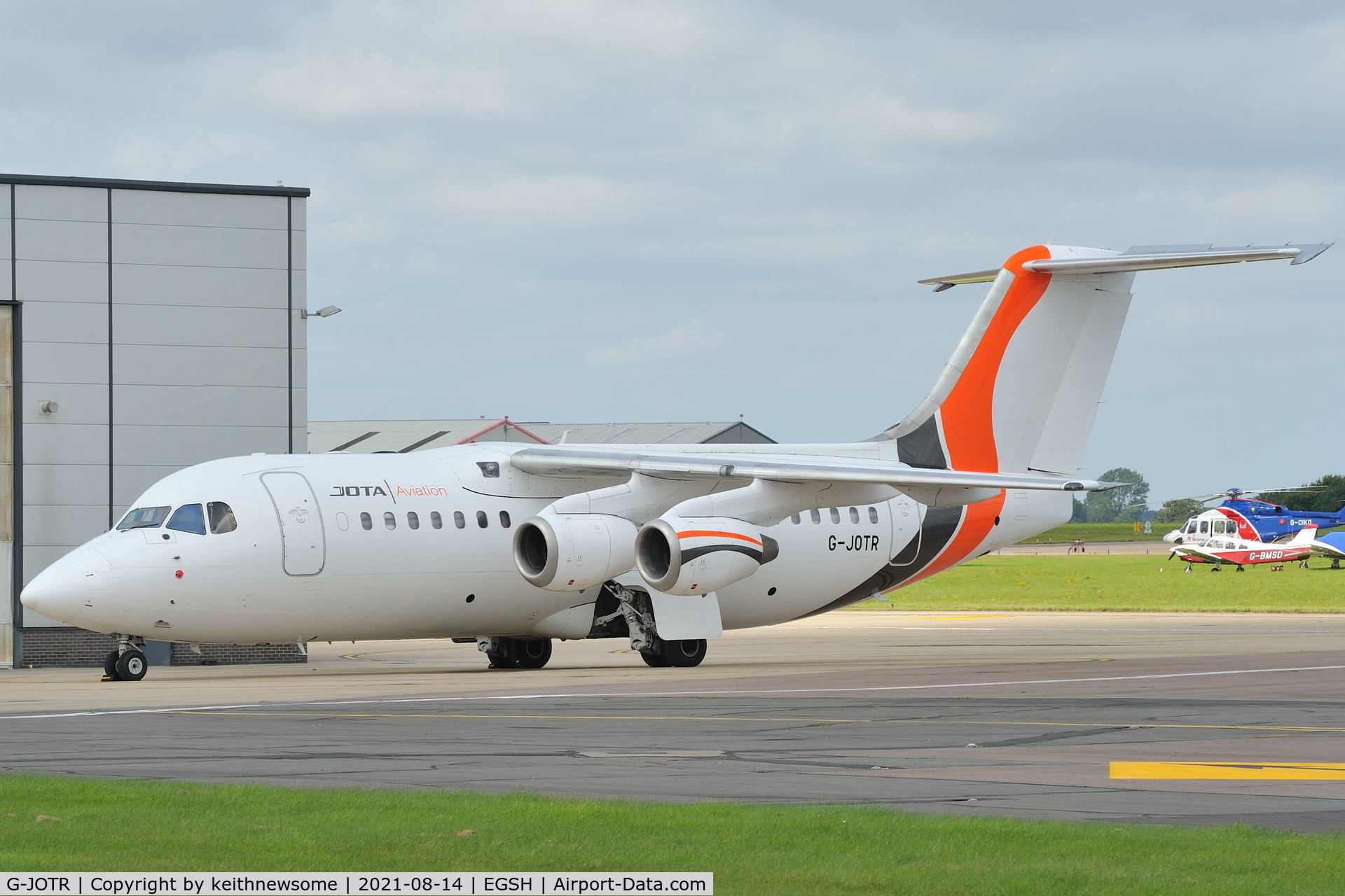 G-JOTR, 1996 British Aerospace Avro 146-RJ85 C/N E.2294, Parked at Norwich.