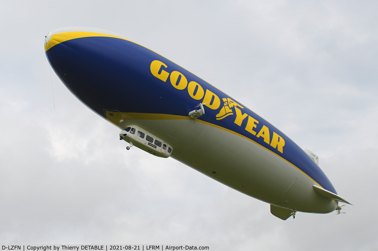 D-LZFN, 1997 Zeppelin LZ N07-100 C/N 001, Team of Zeppelin advertisement for Goodyear based in a field near Ruaudin 72 for the 24h le Mans. 19 to 23 August 2021.
5 km from le Mans airport LFRM 
Take-off 16h45
