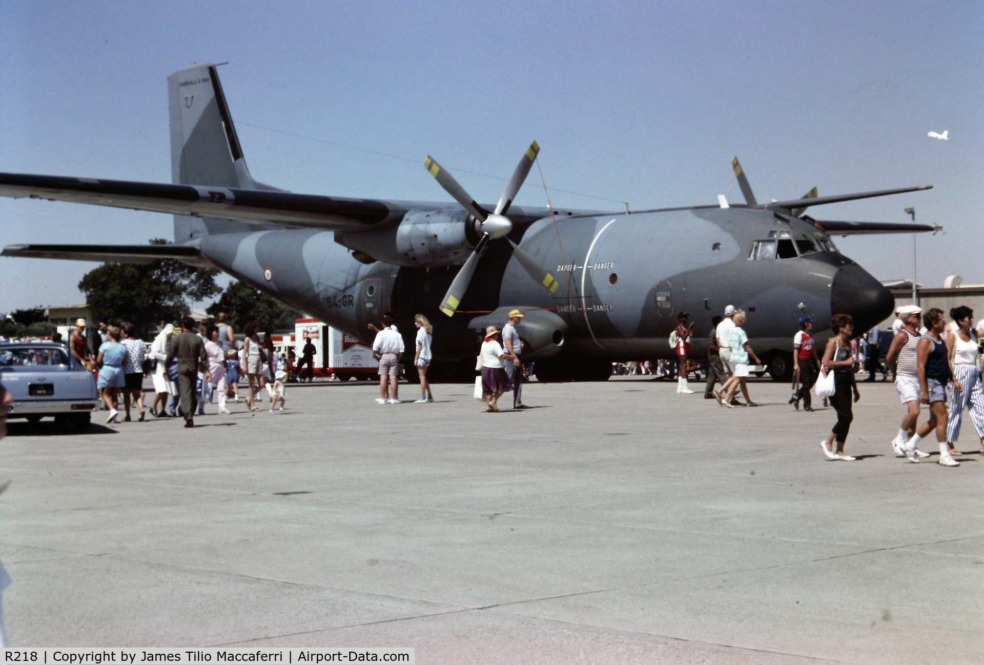 R218, Transall C-160R C/N 221, Travis Air Force Base, Calif., open house, August 1986. Support aircraft for Patrouille de France