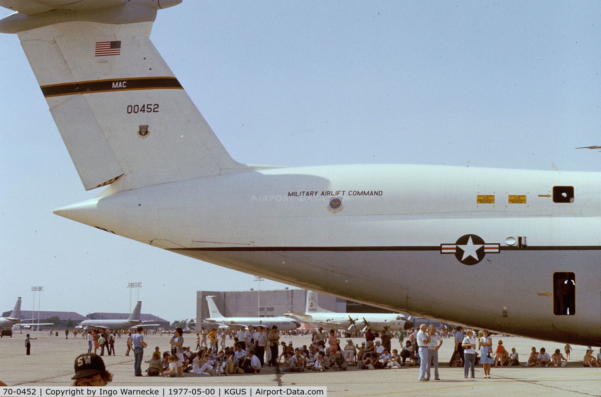70-0452, 1970 Lockheed C-5A Galaxy C/N 500-0066, Lockheed C-5A Galaxy of the USAF at the 1977 airshow at Grissom AFB, Peru IN