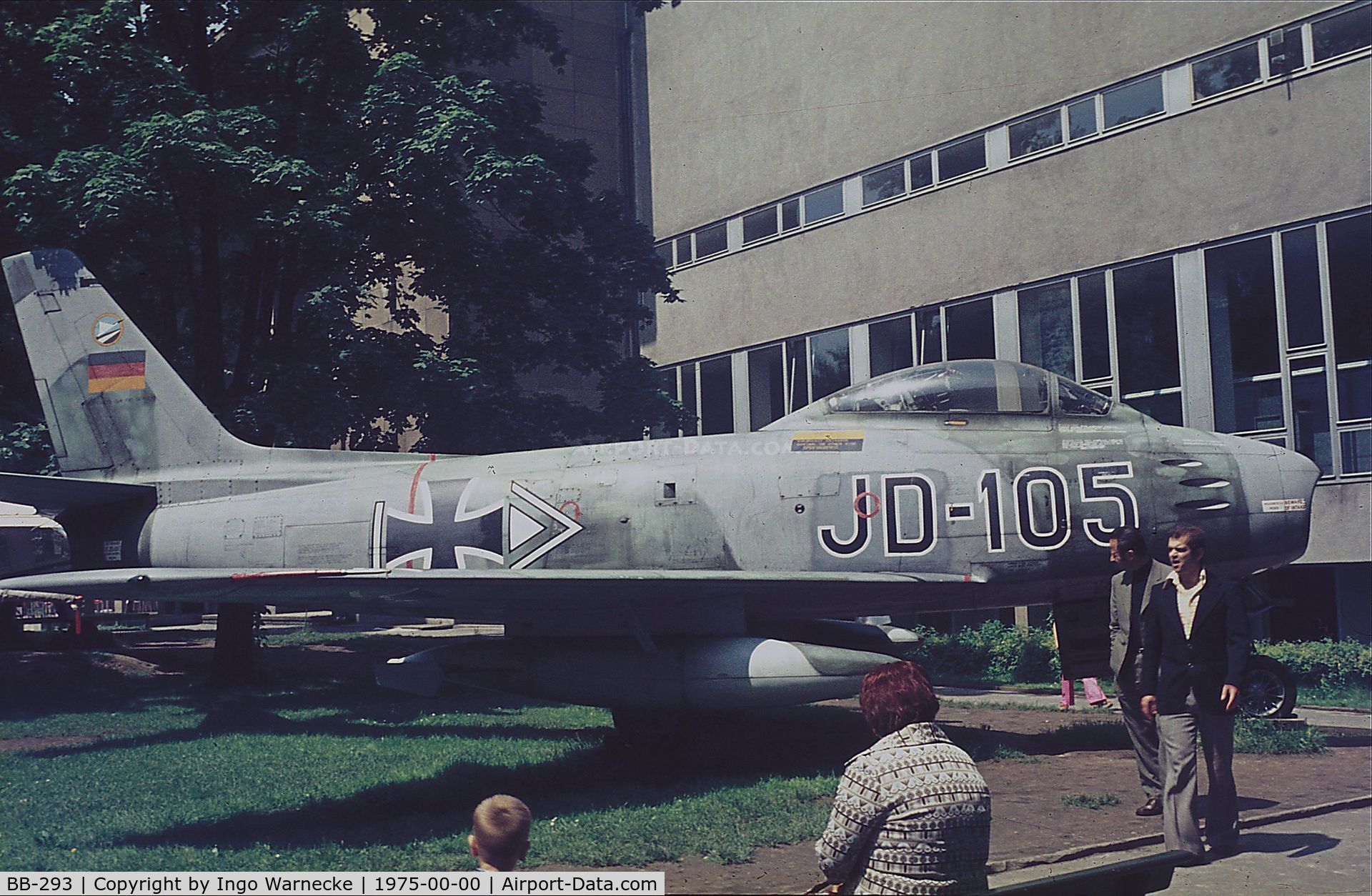 BB-293, Canadair CL-13B Sabre 6 C/N S6-1659, Canadair CL-13B Sabre 6 (North American F-86 Sabre), displayed as JD-105 outside in the park of the Deutsches Museum Museumsinsel, München