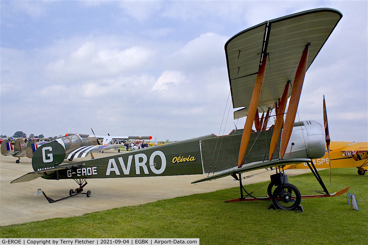 G-EROE, 2010 Avro 504K Replica C/N OLA-002, Displayed at LAA National Fly-In at Sywell