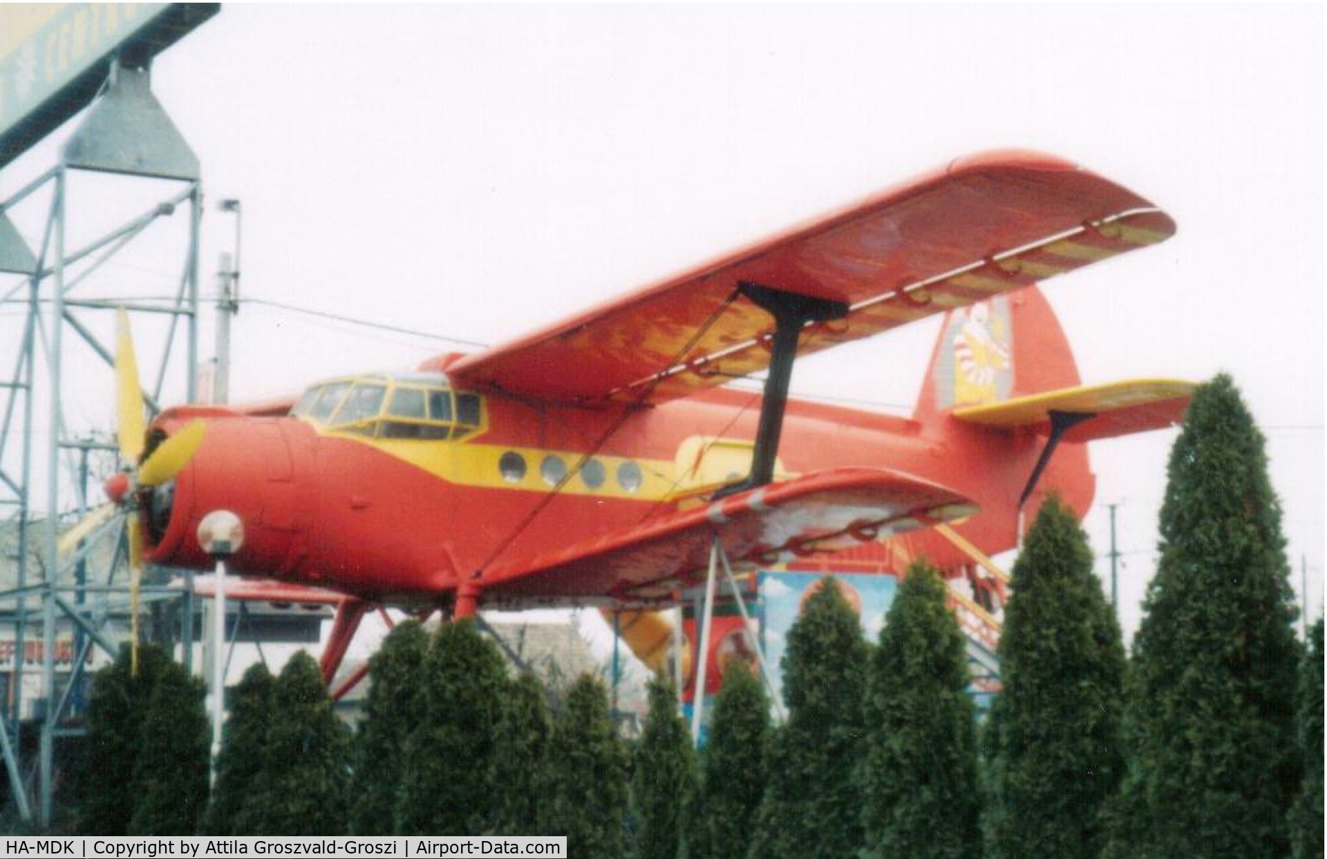HA-MDK, 1979 PZL-Mielec An-2R C/N 1G181-42, Exhibited after scrapping in the park of a McDonald's restaurant in Budapest.
