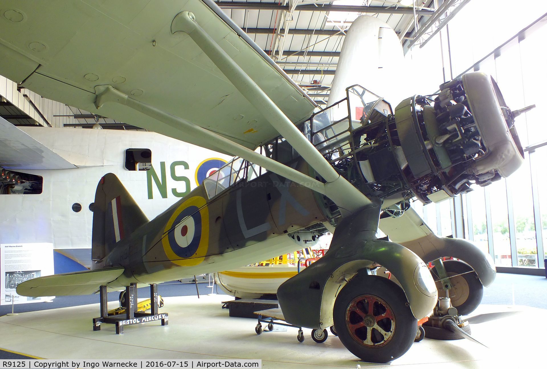 R9125, 1940 Westland Lysander III C/N 1185, Westland Lysander III (getting dismantled for removal from the Battle of Britain Hall) at the RAF-Museum, Hendon