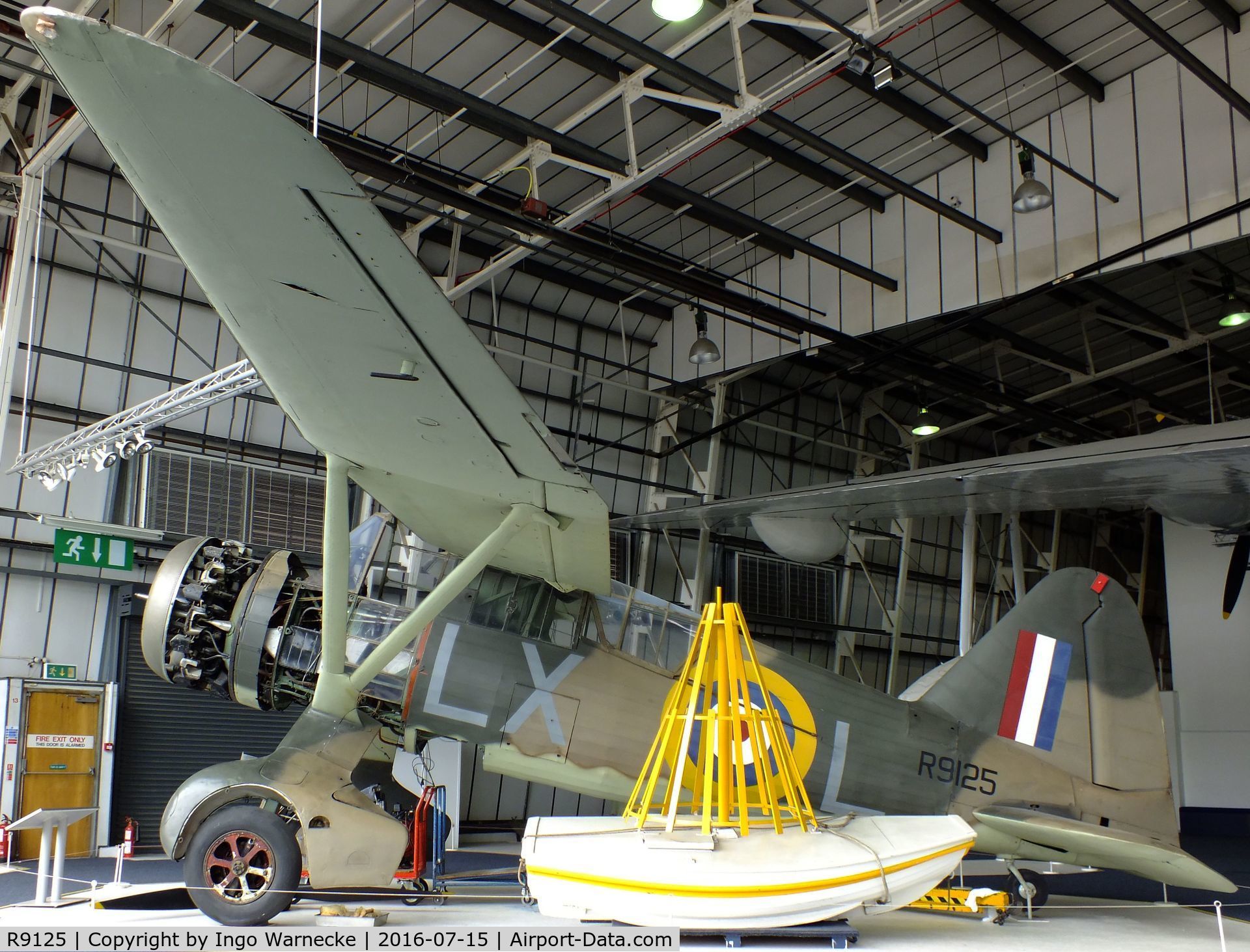 R9125, 1940 Westland Lysander III C/N 1185, Westland Lysander III (getting dismantled for removal from the Battle of Britain Hall) at the RAF-Museum, Hendon