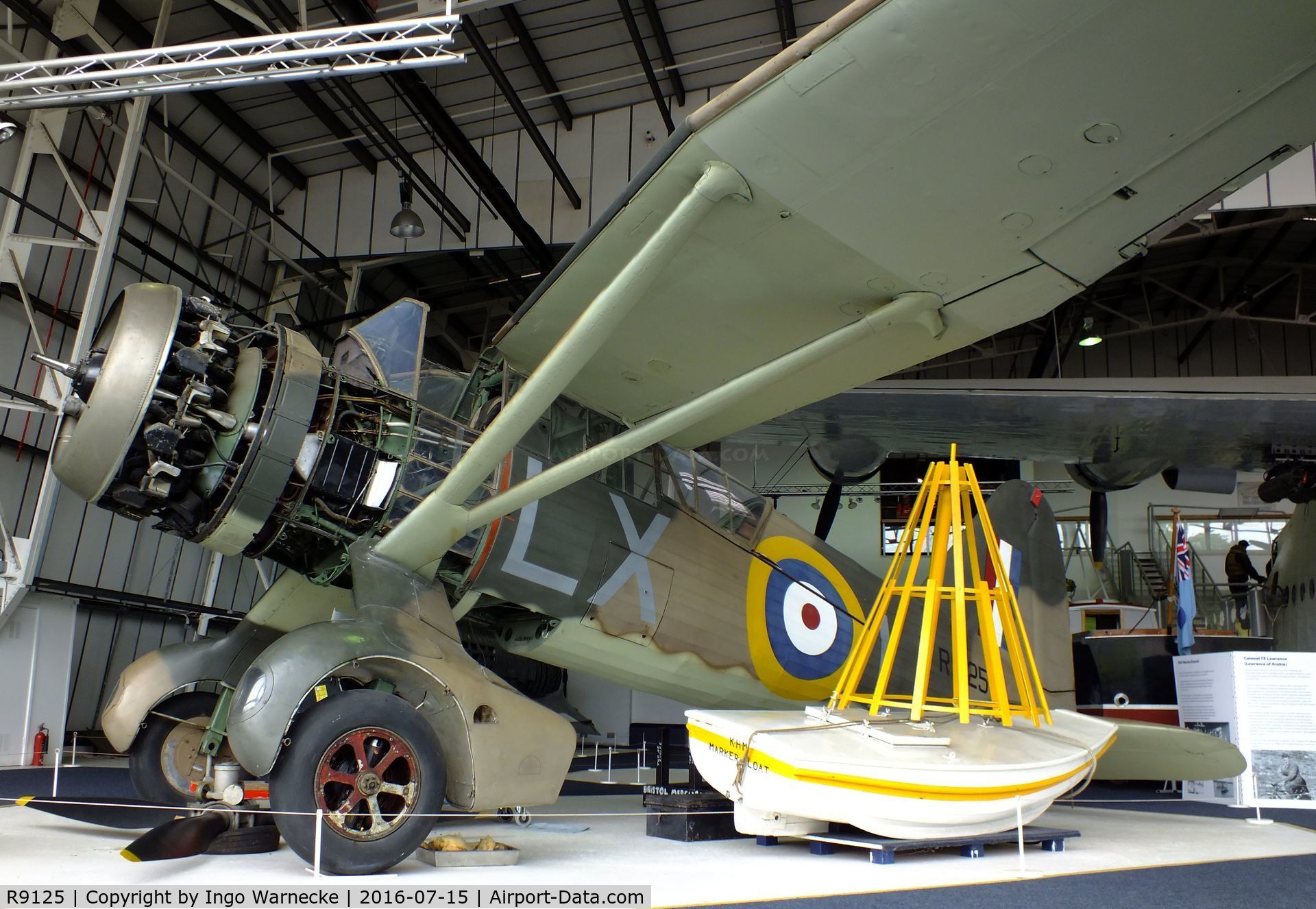 R9125, 1940 Westland Lysander III C/N 1185, Westland Lysander III (getting dismantled for removal from the Battle of Britain Hall) at the RAF-Museum, Hendon